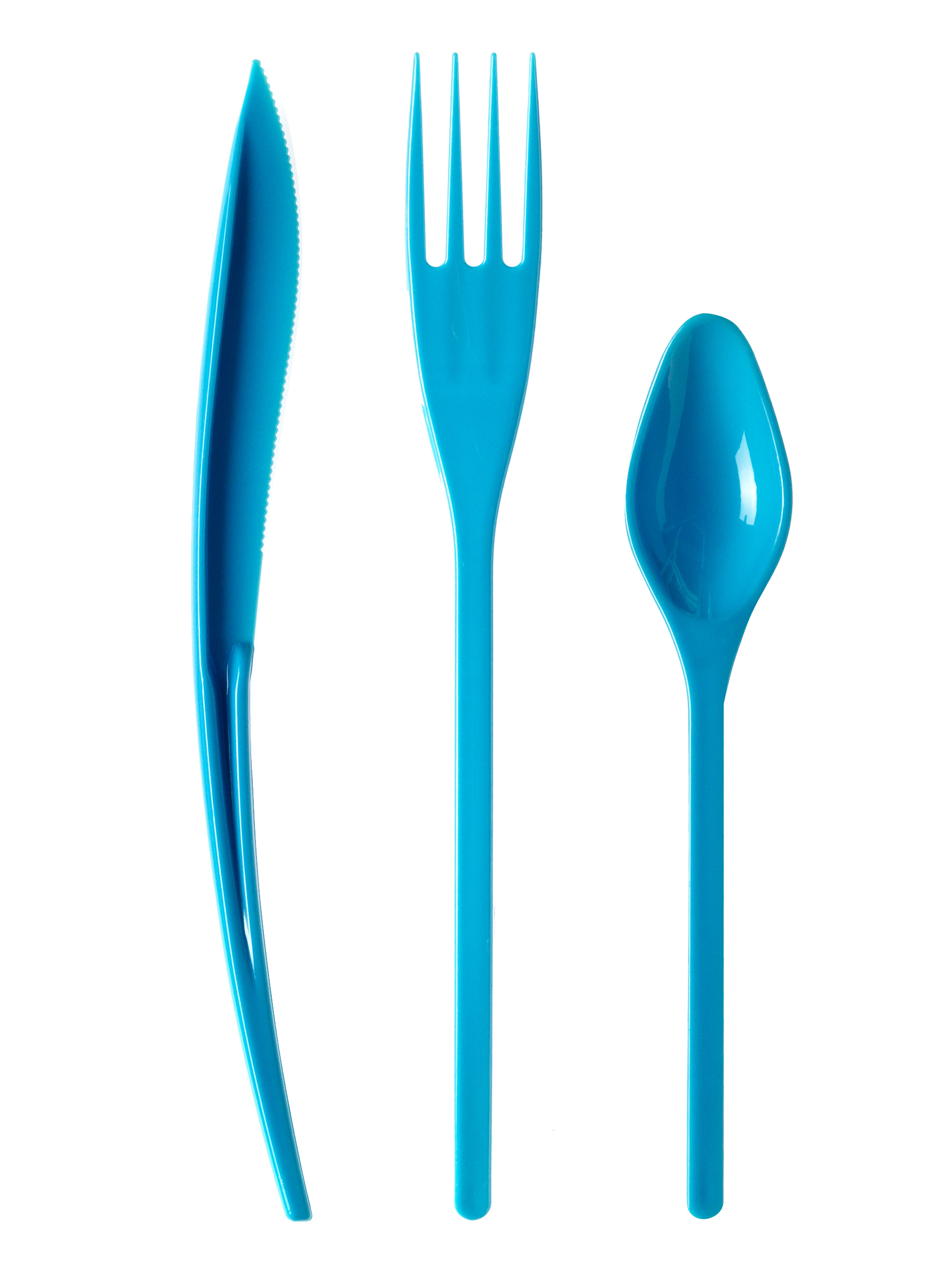30 Couverts en plastique turquoise - Premium