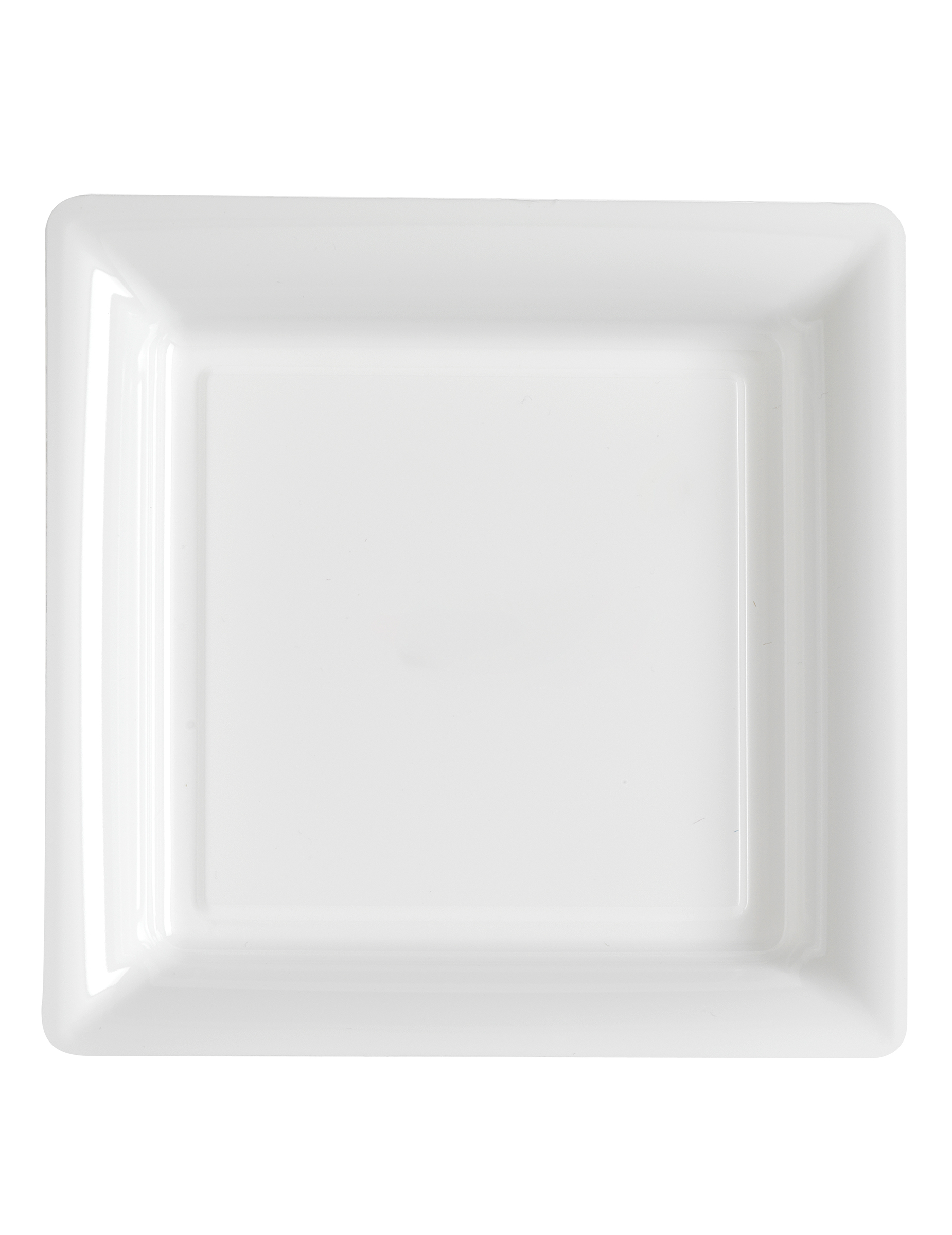 12 Assiettes carrées en plastique blanc 23.5 cm