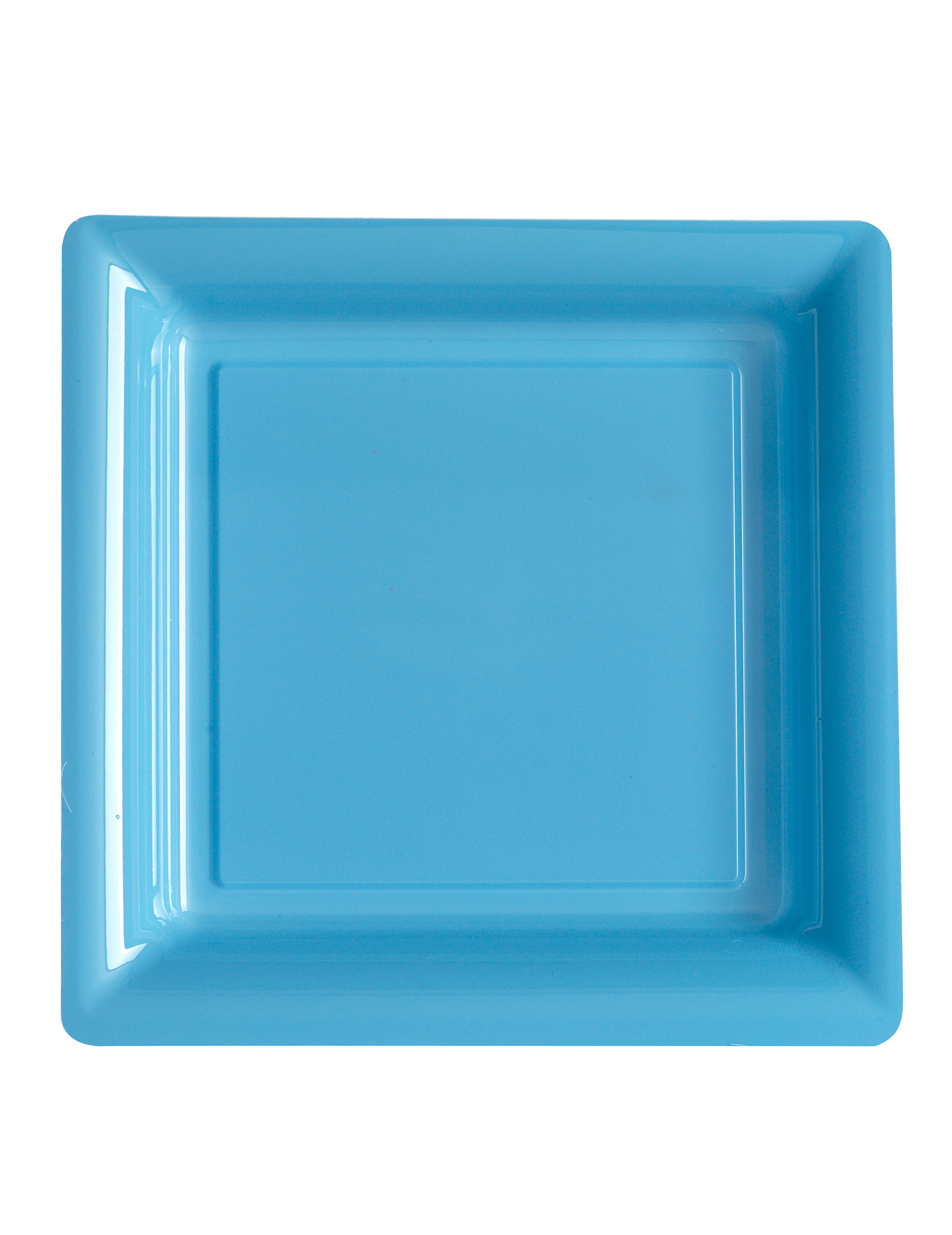 12 assiettes carrées en plastique bleu 23,5 cm
