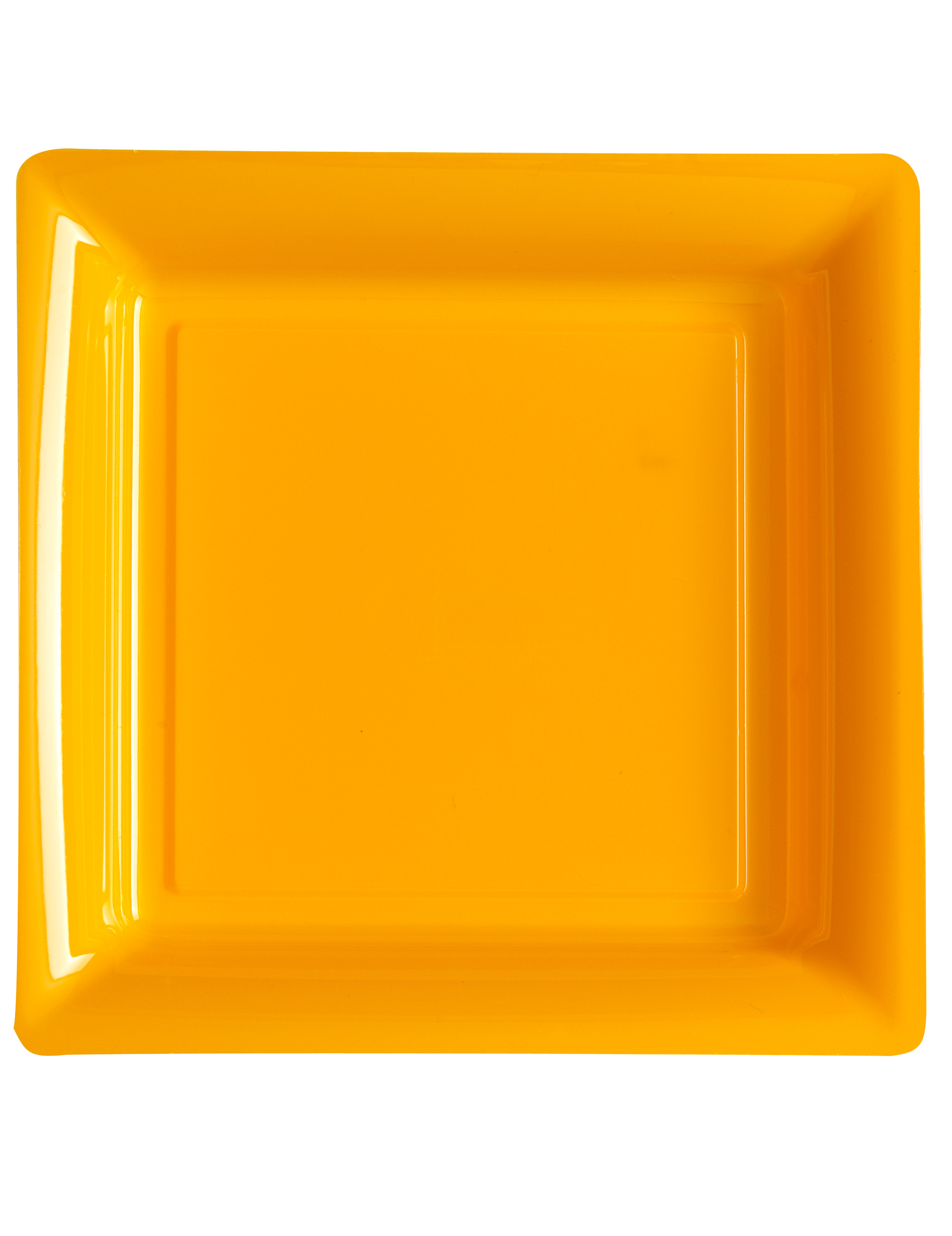 12 Assiettes carrées en plastique orange 23,5 cm