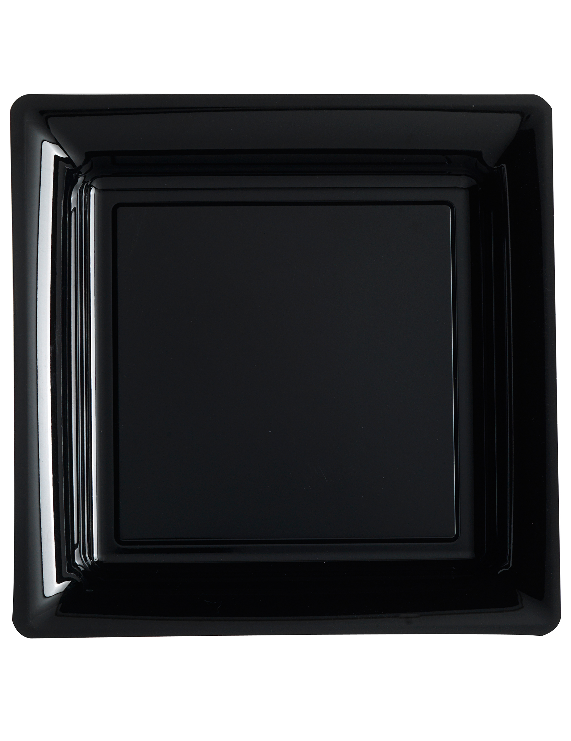 12 Assiettes carrées en plastique noir 23,5 cm
