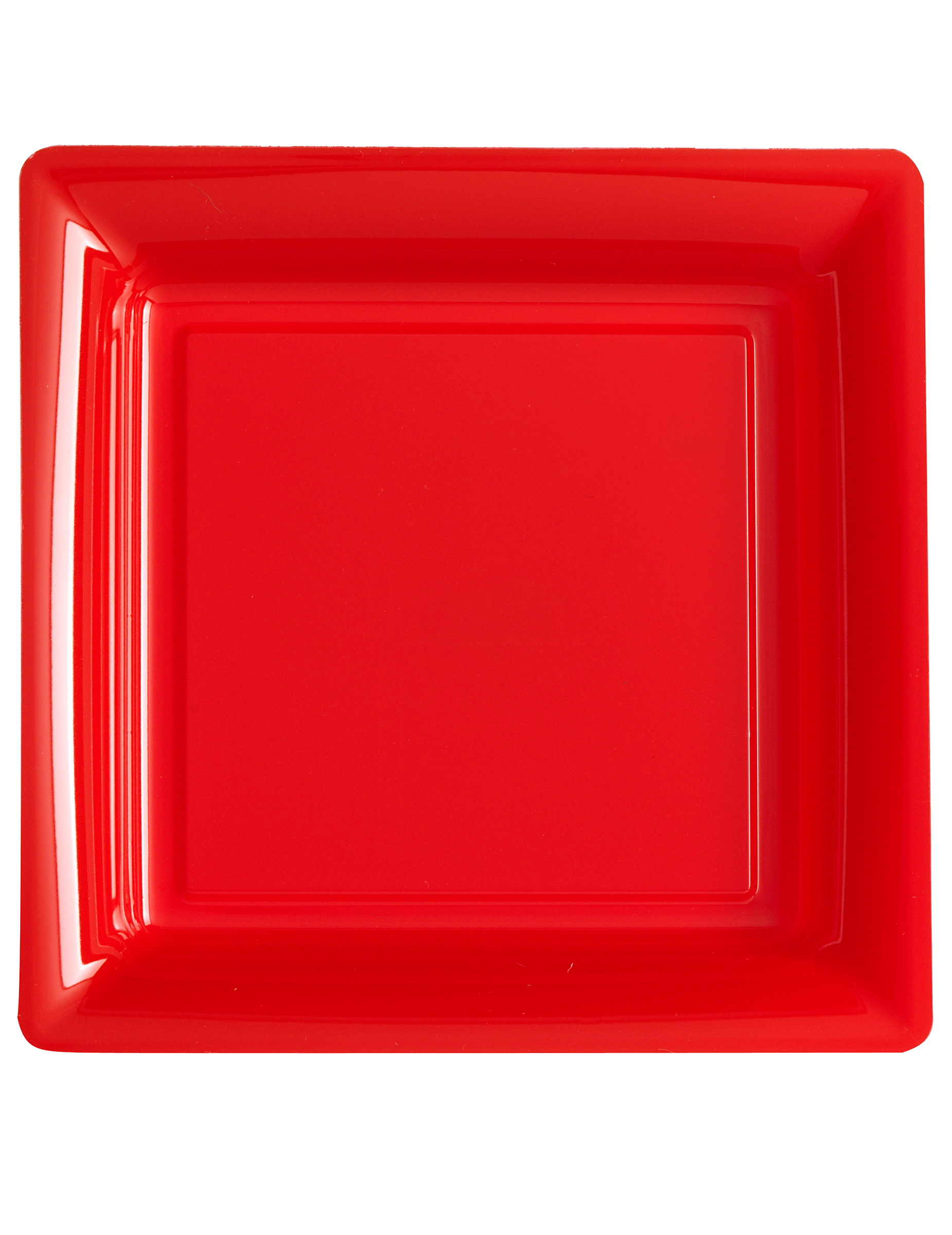 12 Assiettes carrées rouge 23,5 cm