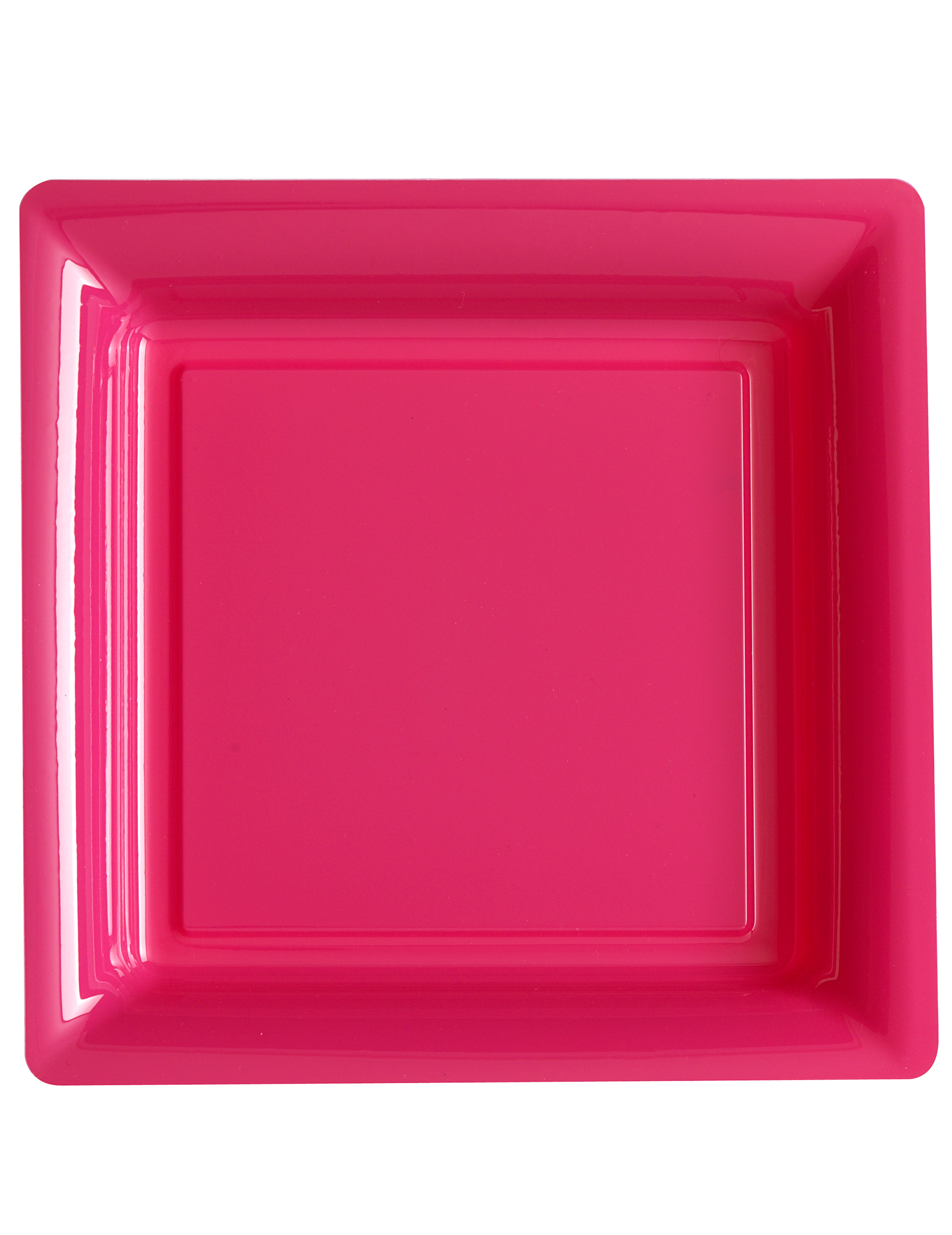12 Assiettes carrées en plastique fuchsia 23.5 cm