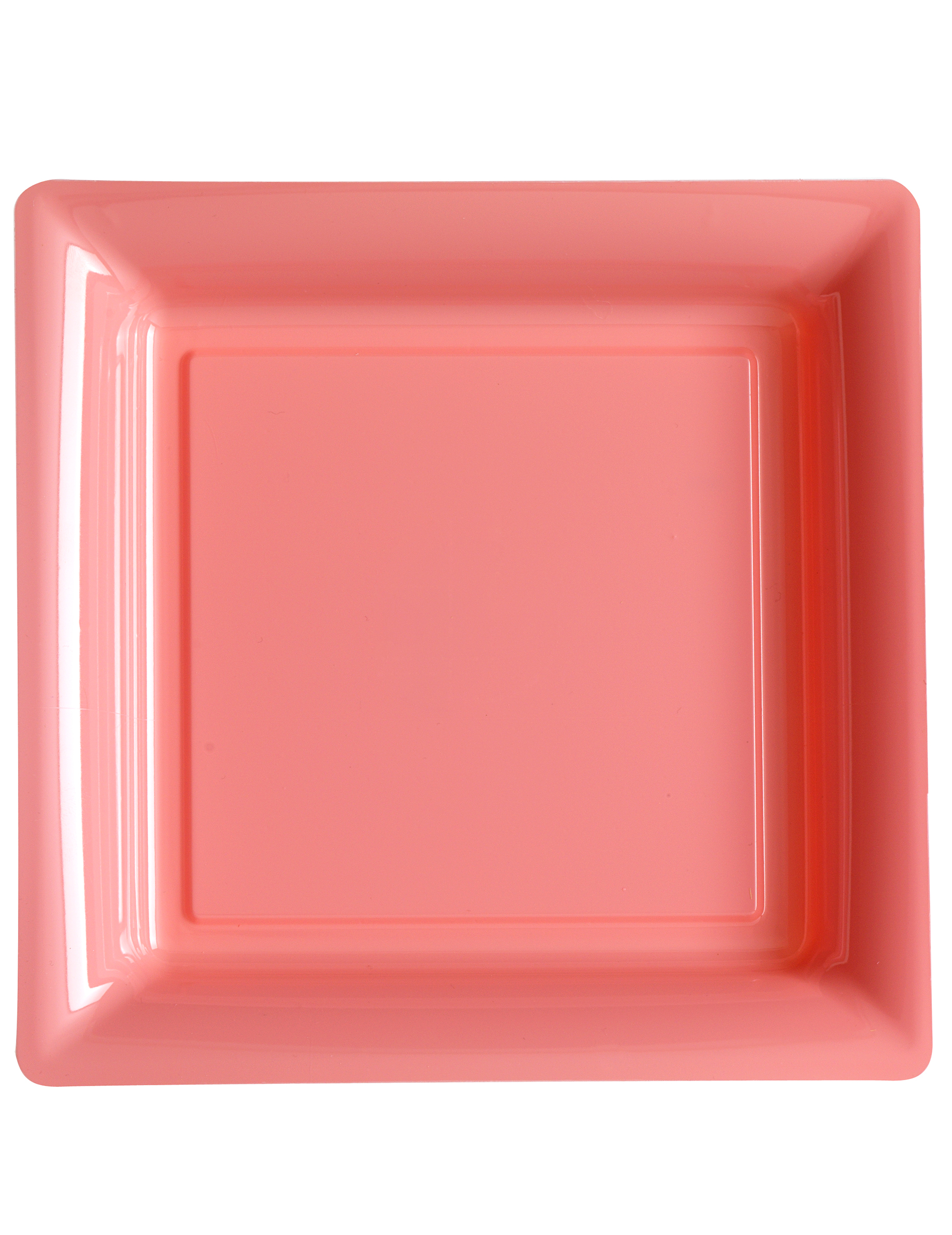 12 Assiettes carrées en plastique rose 23,5 cm