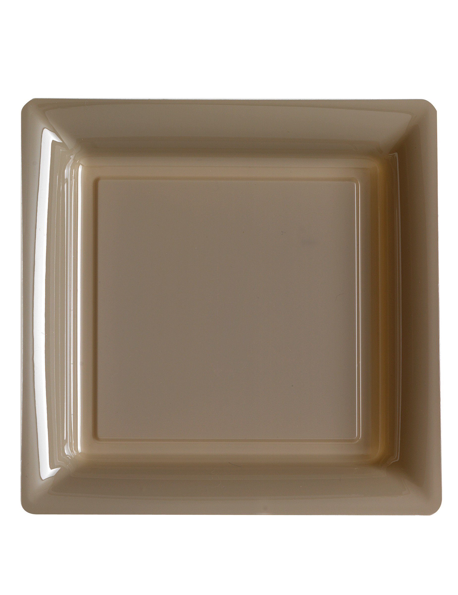 12 Assiettes carrées en plastique taupe 23,5 cm