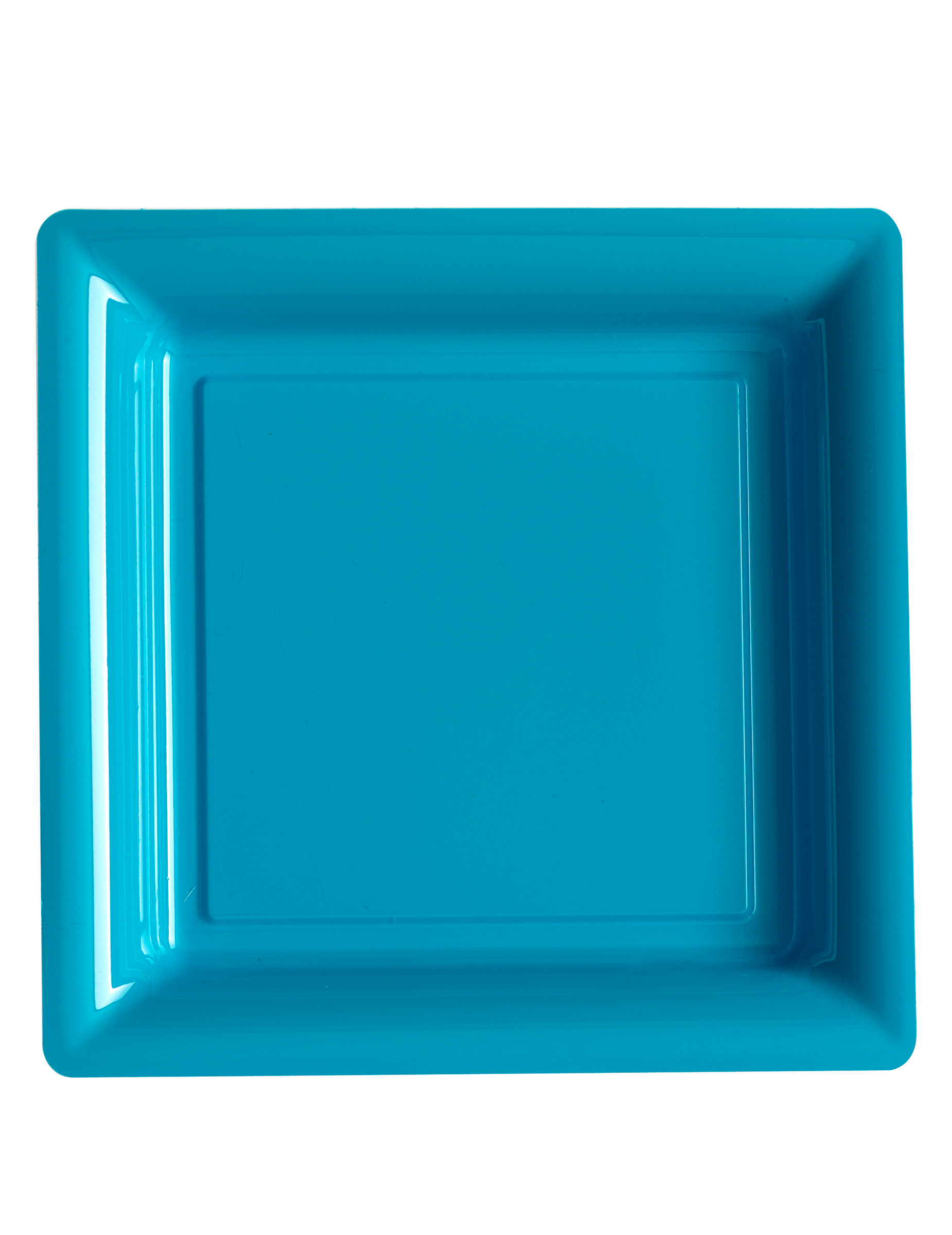 12 Assiettes carrées en plastique turquoise 23,5 cm