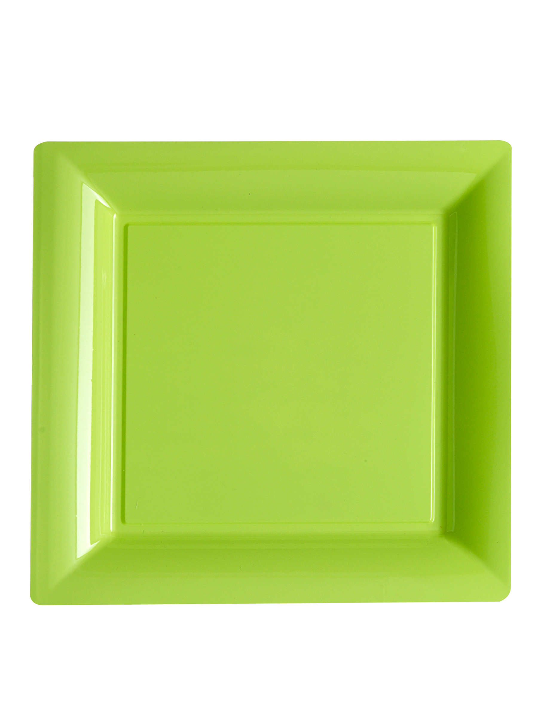12 Assiettes carrées en plastique vert anis 23,5 cm