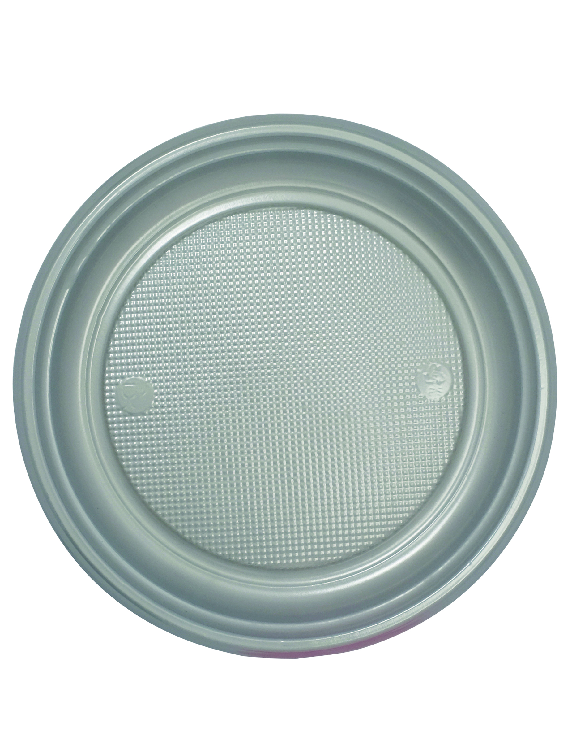 50 assiettes à dessert en plastique gris argent 17 cm