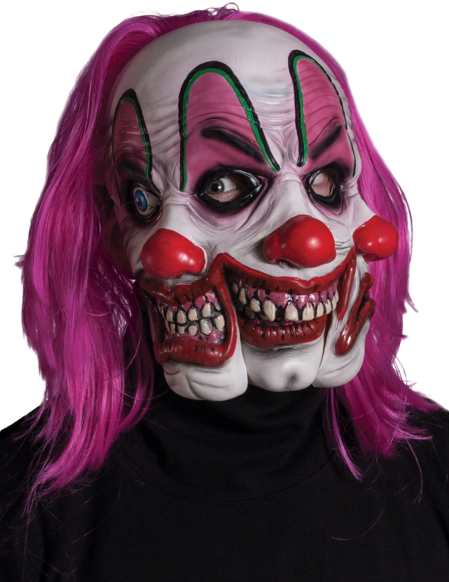 Masque clown à 3 visages adulte Halloween