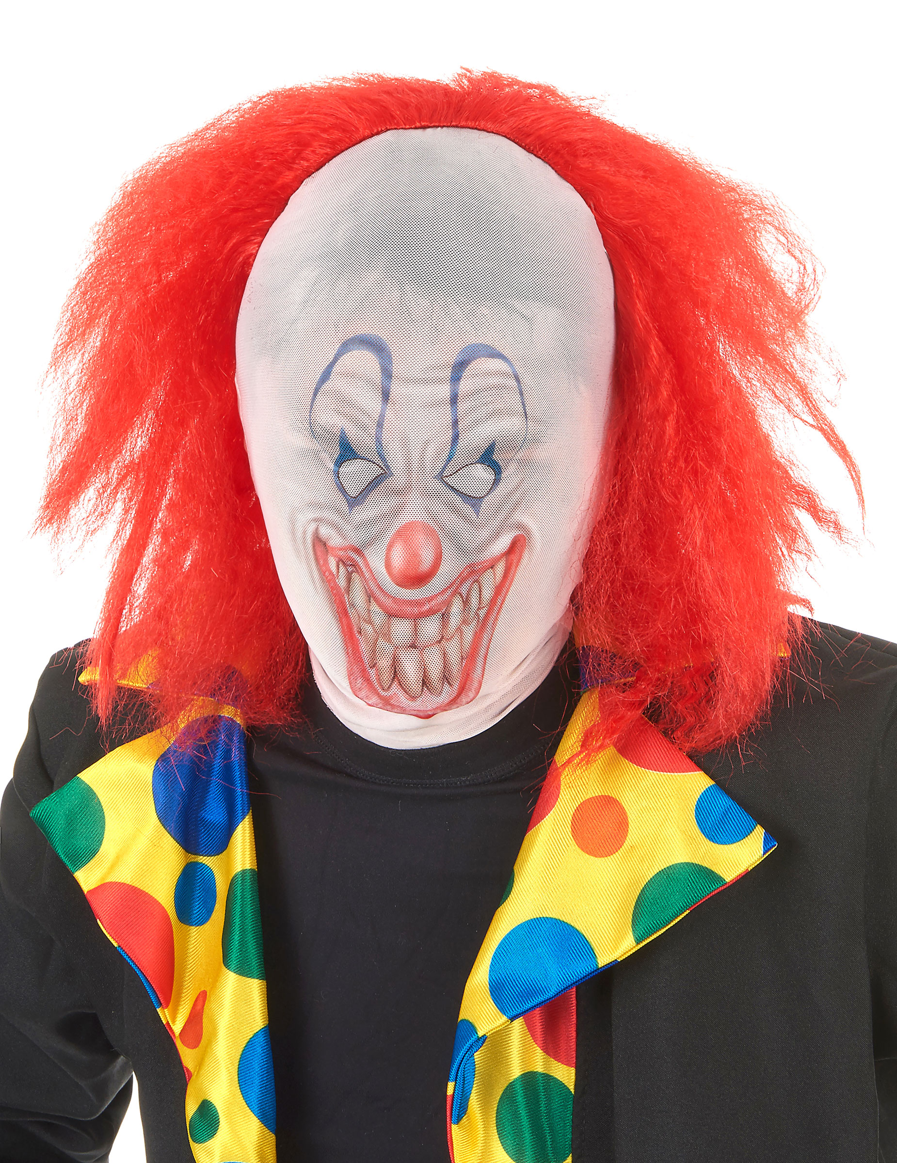 Cagoule clown avec cheveux adulte Halloween