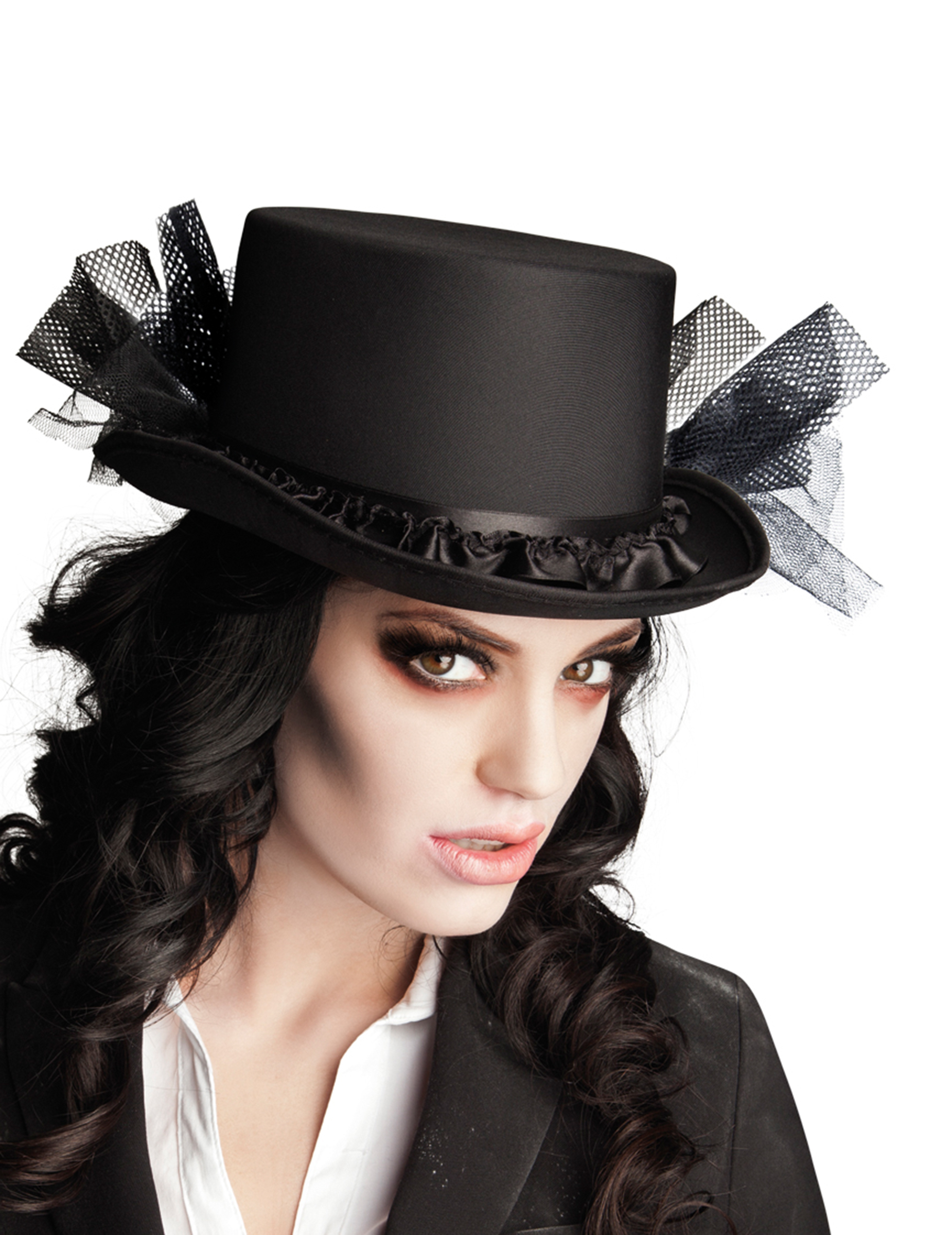 Chapeau haut de forme noir femme Halloween