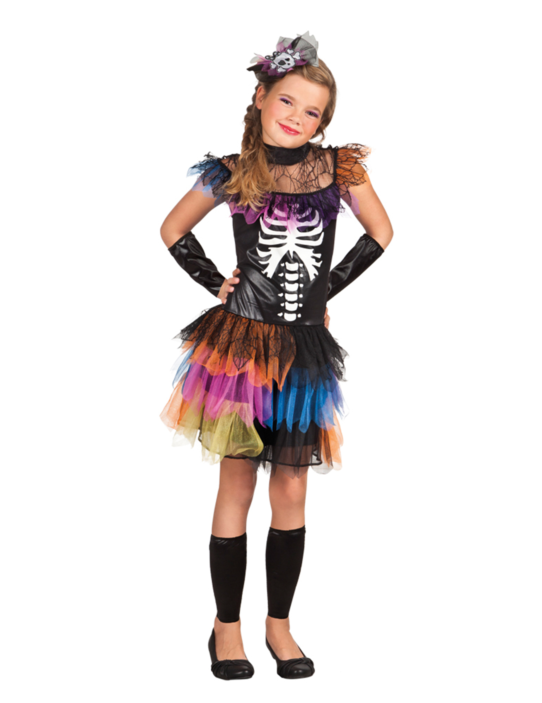 Déguisement squelette tutu coloré fille Halloween