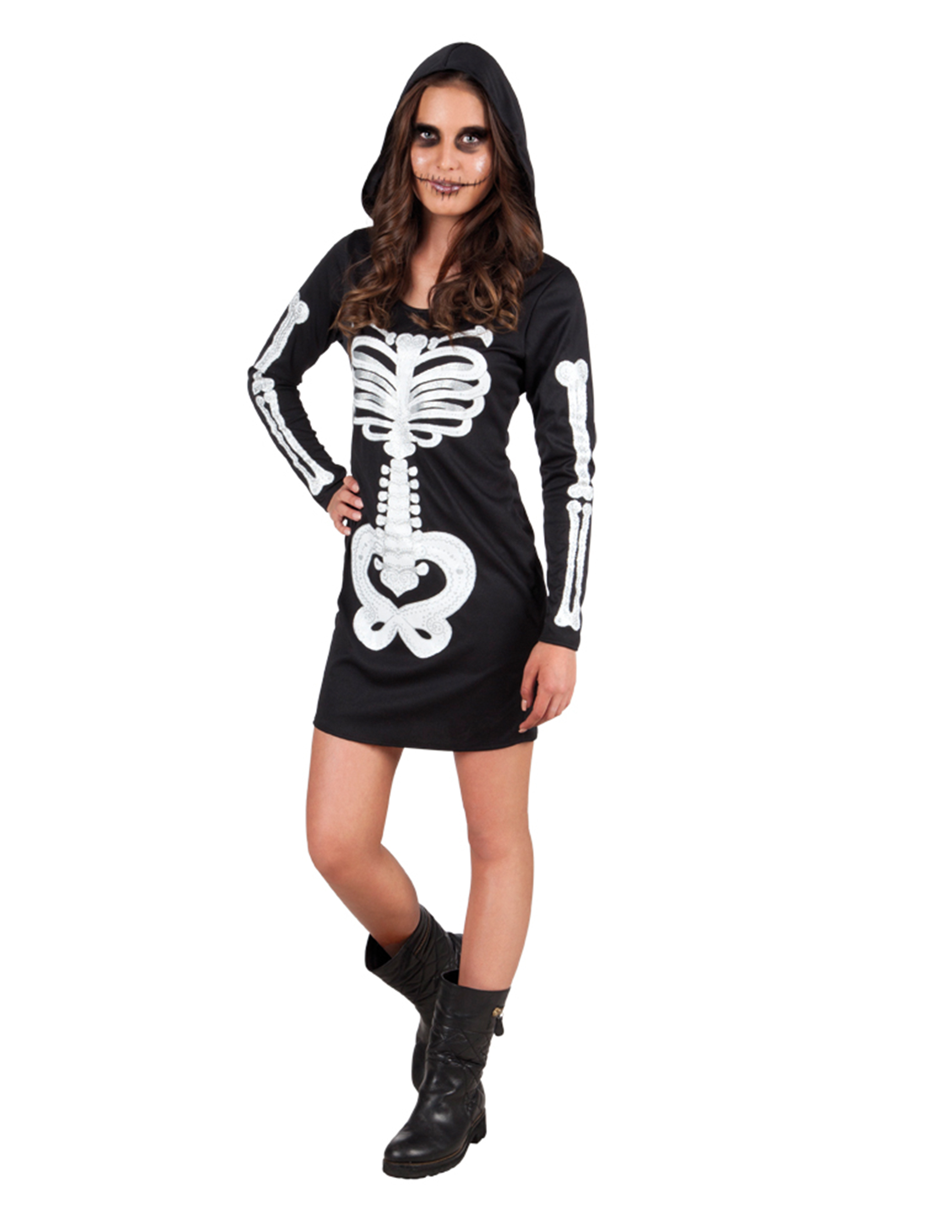 Déguisement squelette à capuche adolescente Halloween