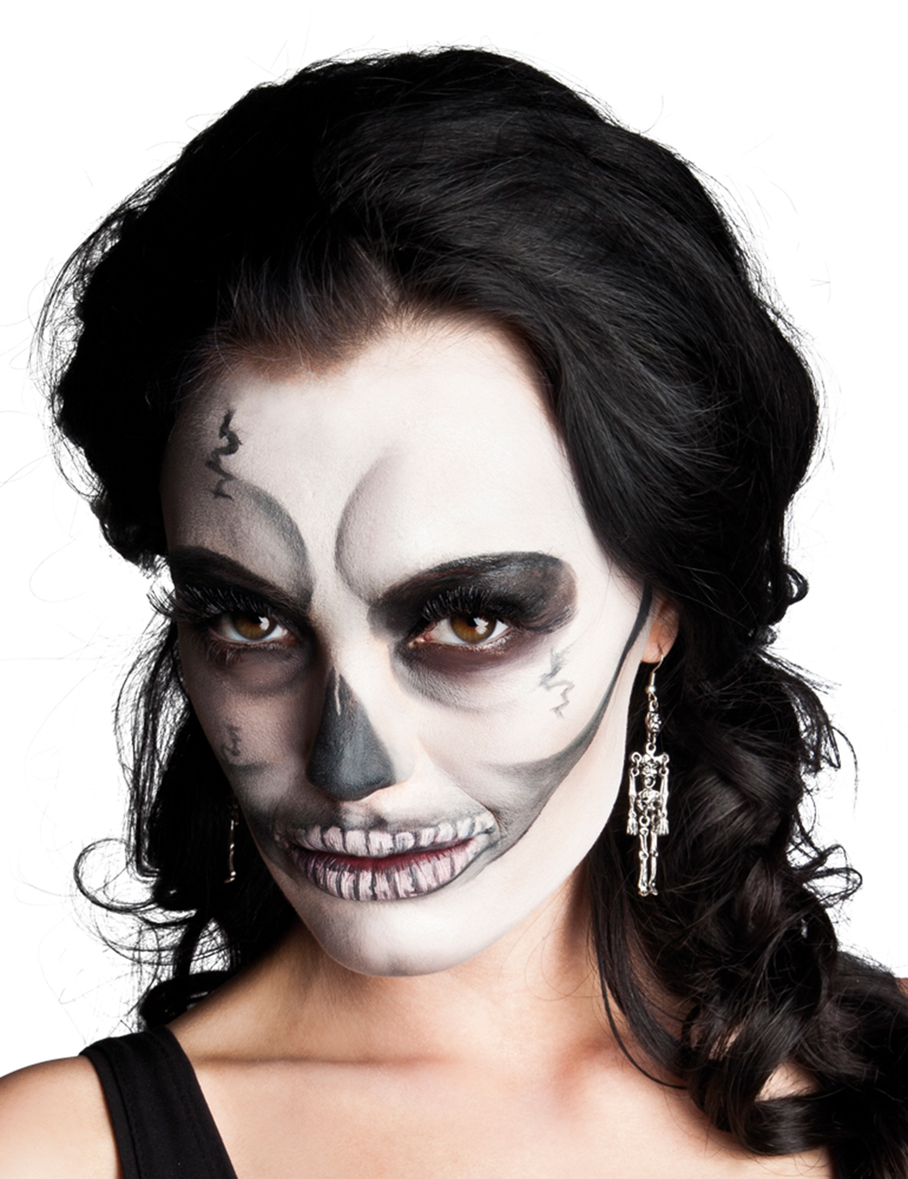 Boucles d'oreilles métal squelette femme Halloween