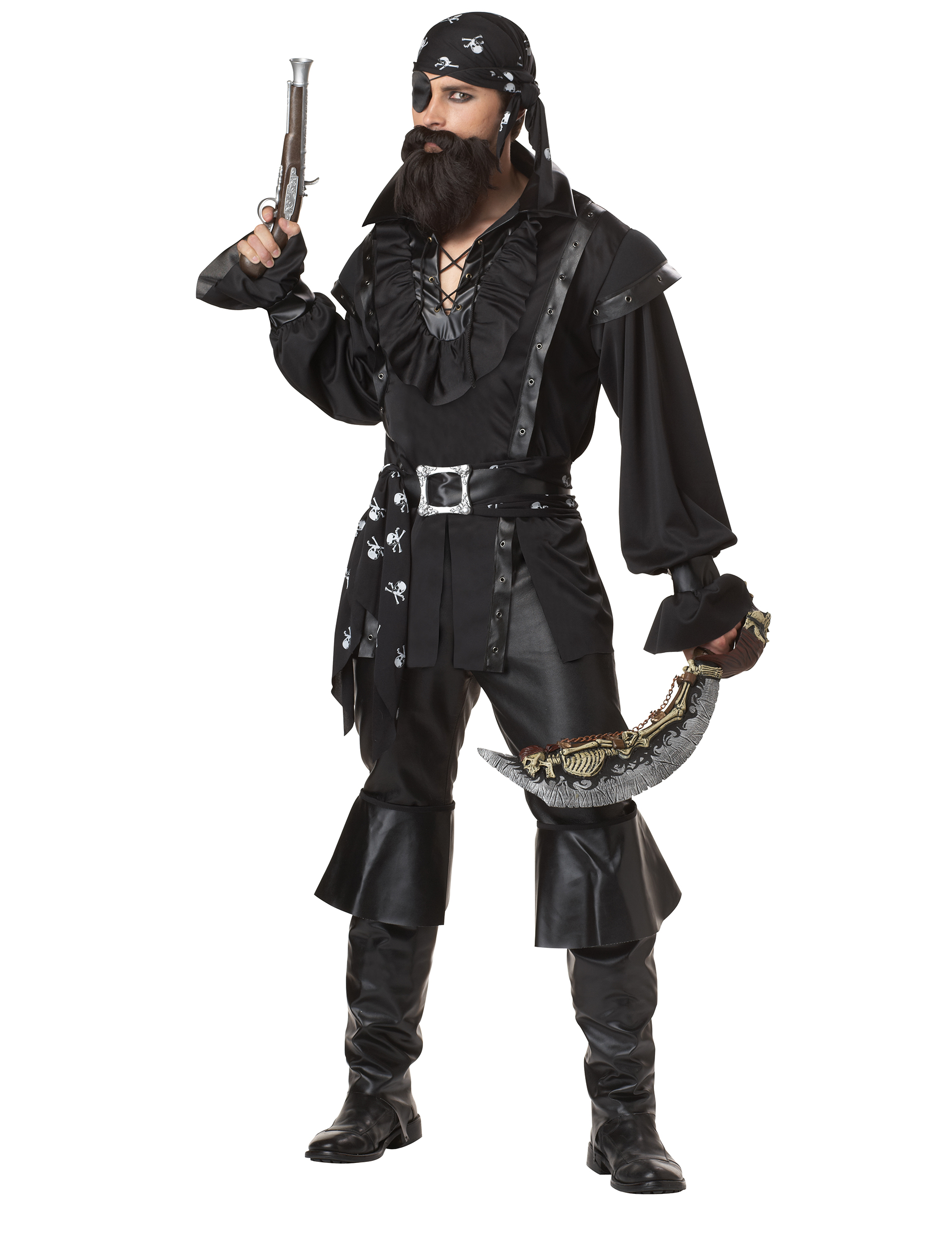 Déguisement pirate chemise noire homme