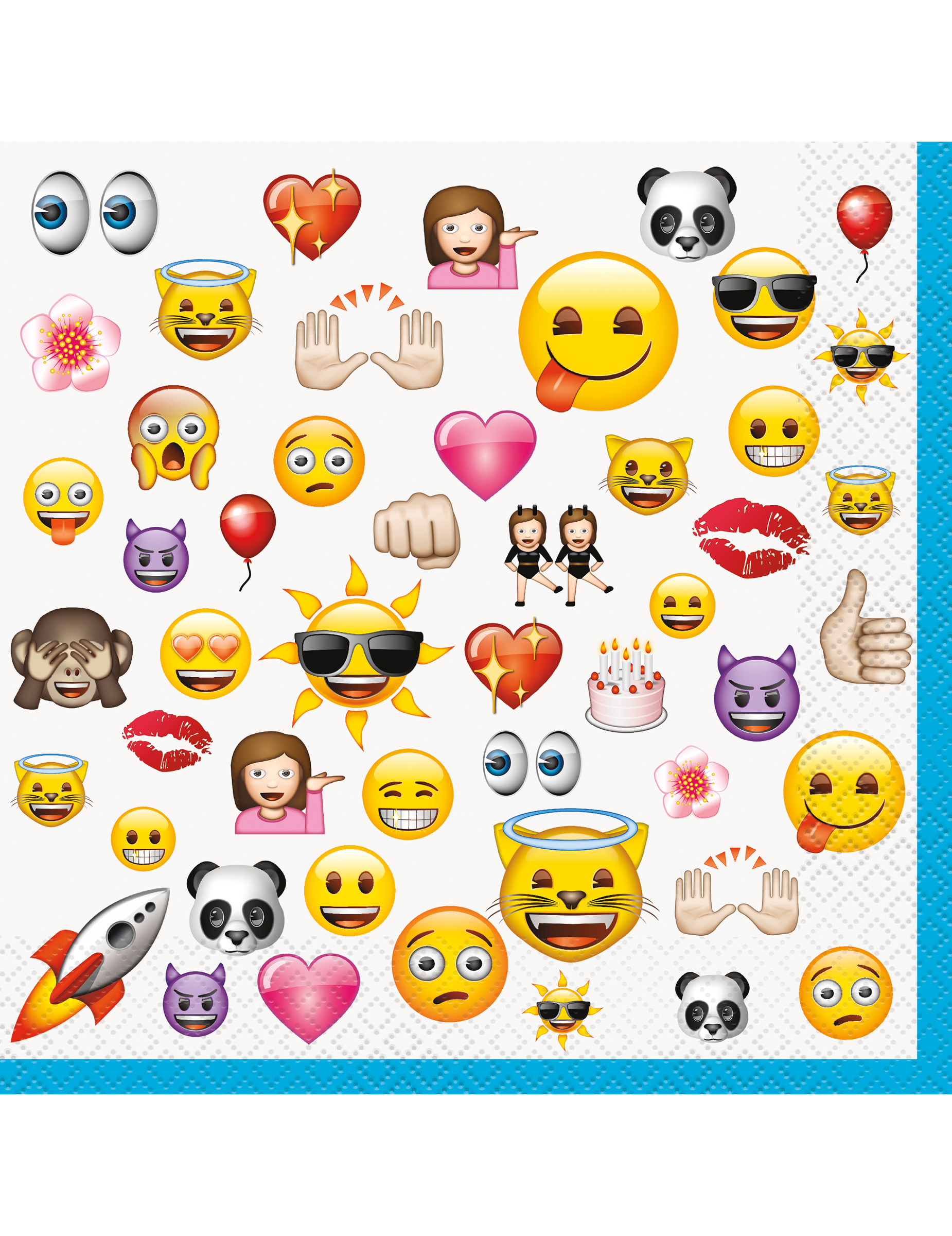 16 Grandes serviettes Emoji  33 x 33 cm