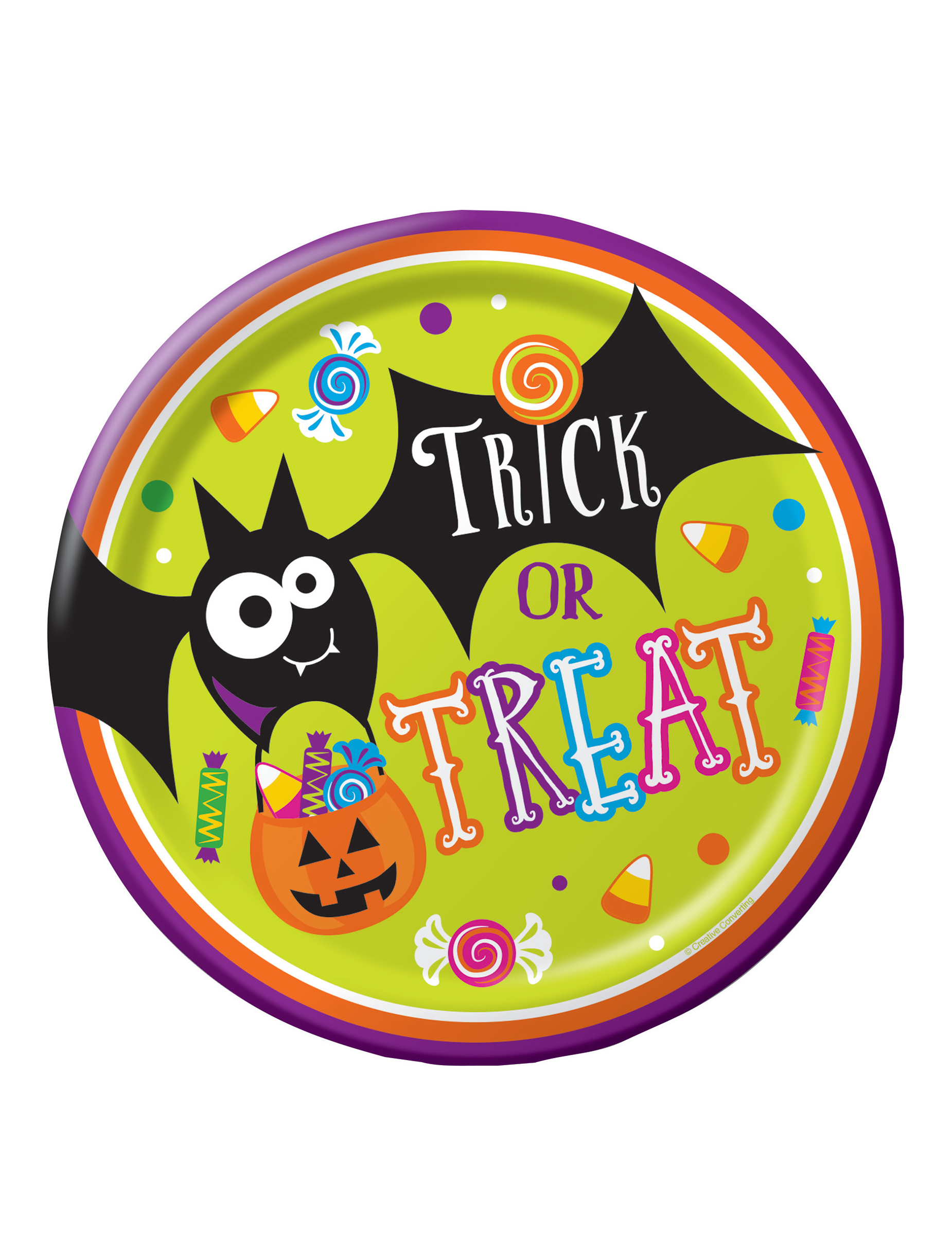 8 Assiettes en carton Trick or Treat Halloween 23 cm