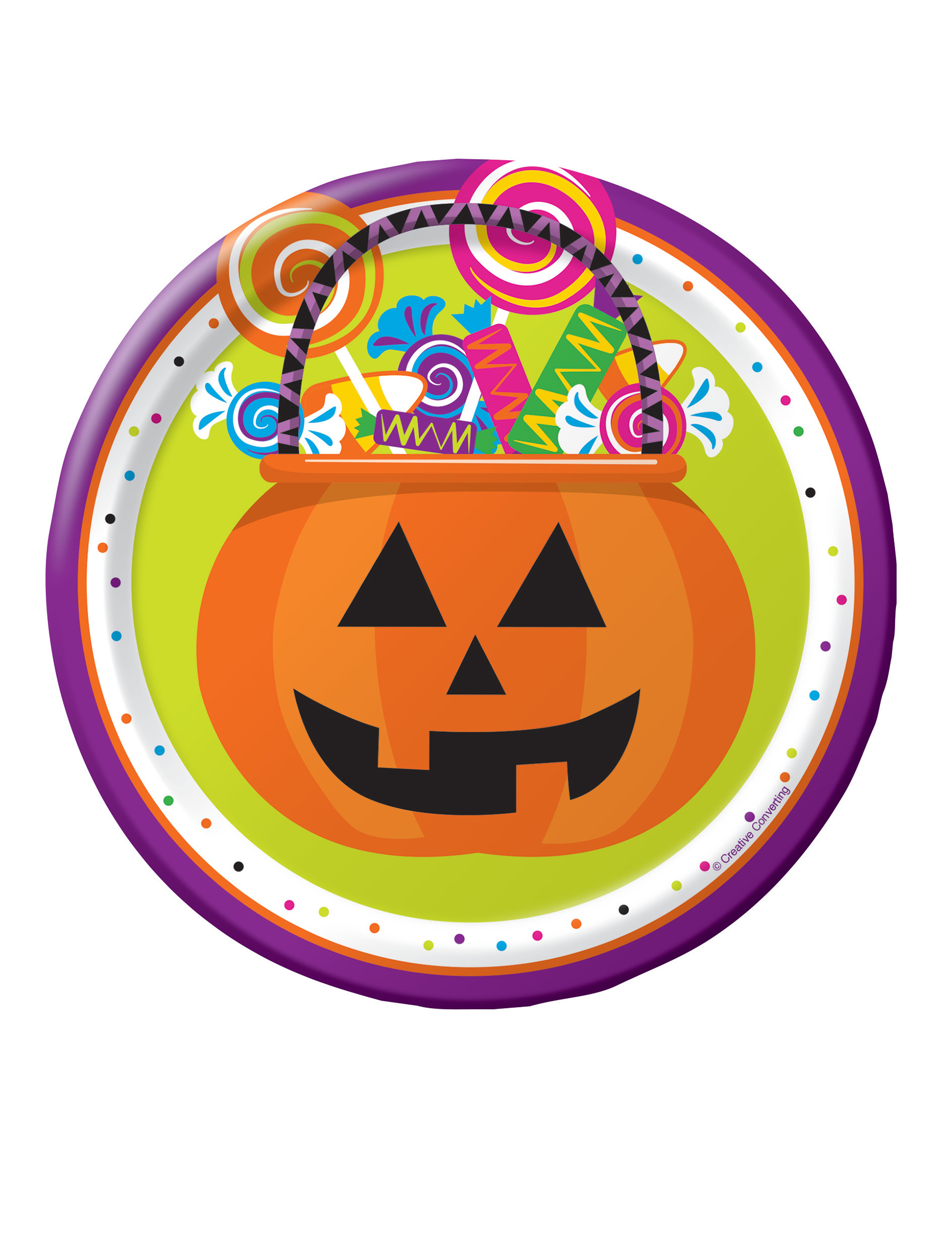 8 Petites assiettes en carton Trick or Treat Halloween 18 cm