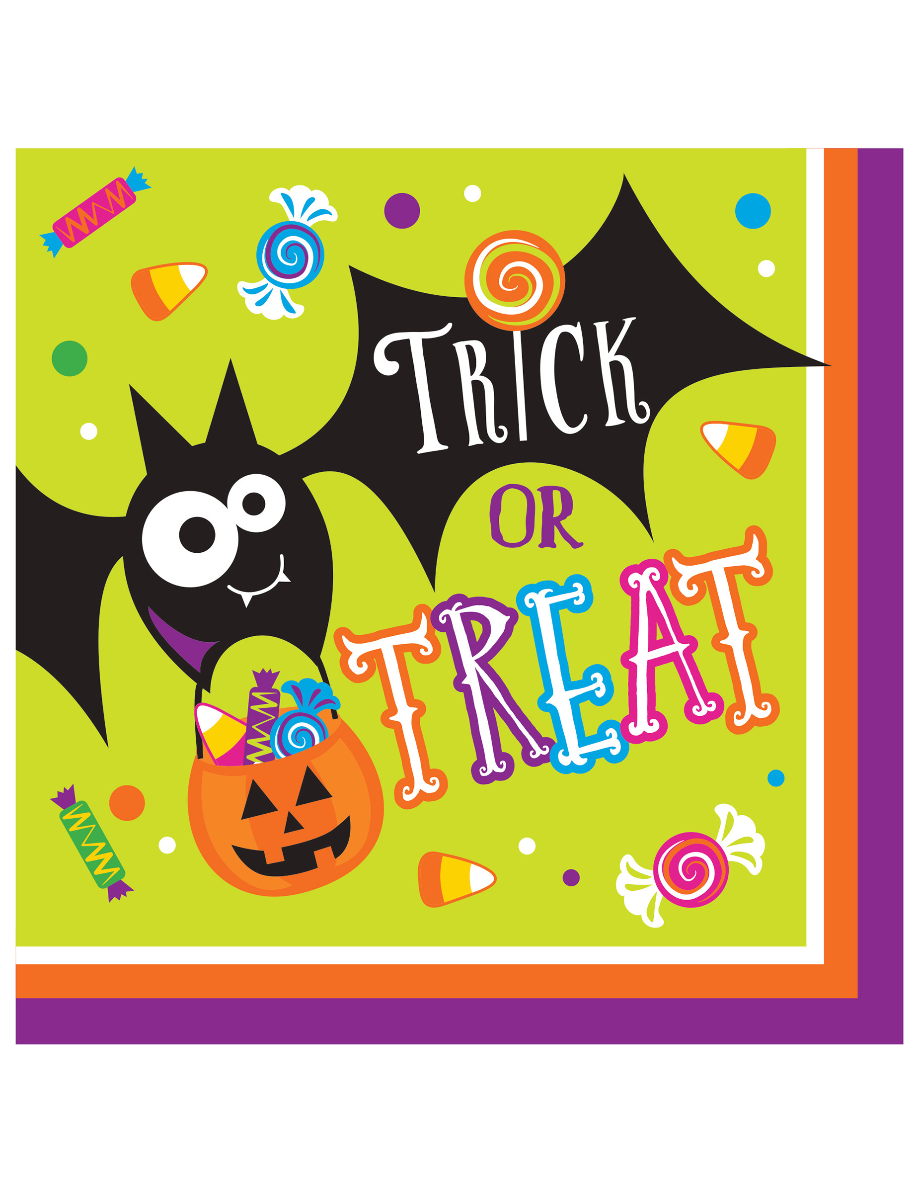 16 Serviettes en papier Trick or Treat Halloween 33 cm