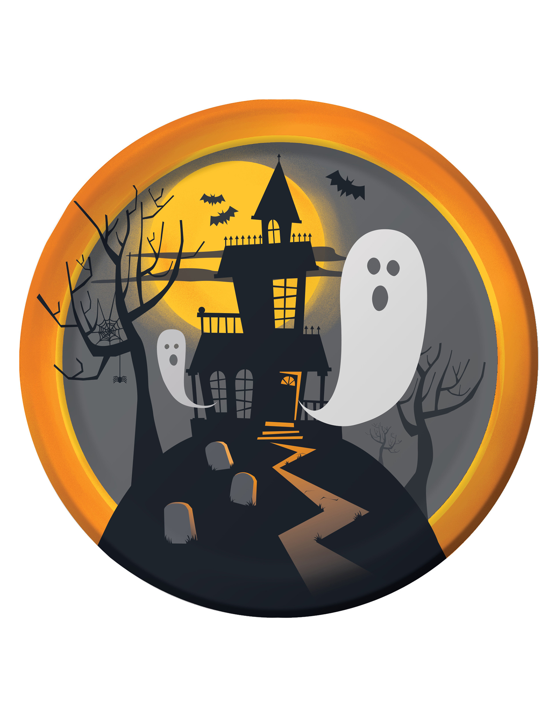 8 Petites assiettes en carton Halloween Manoir Hanté 22 cm