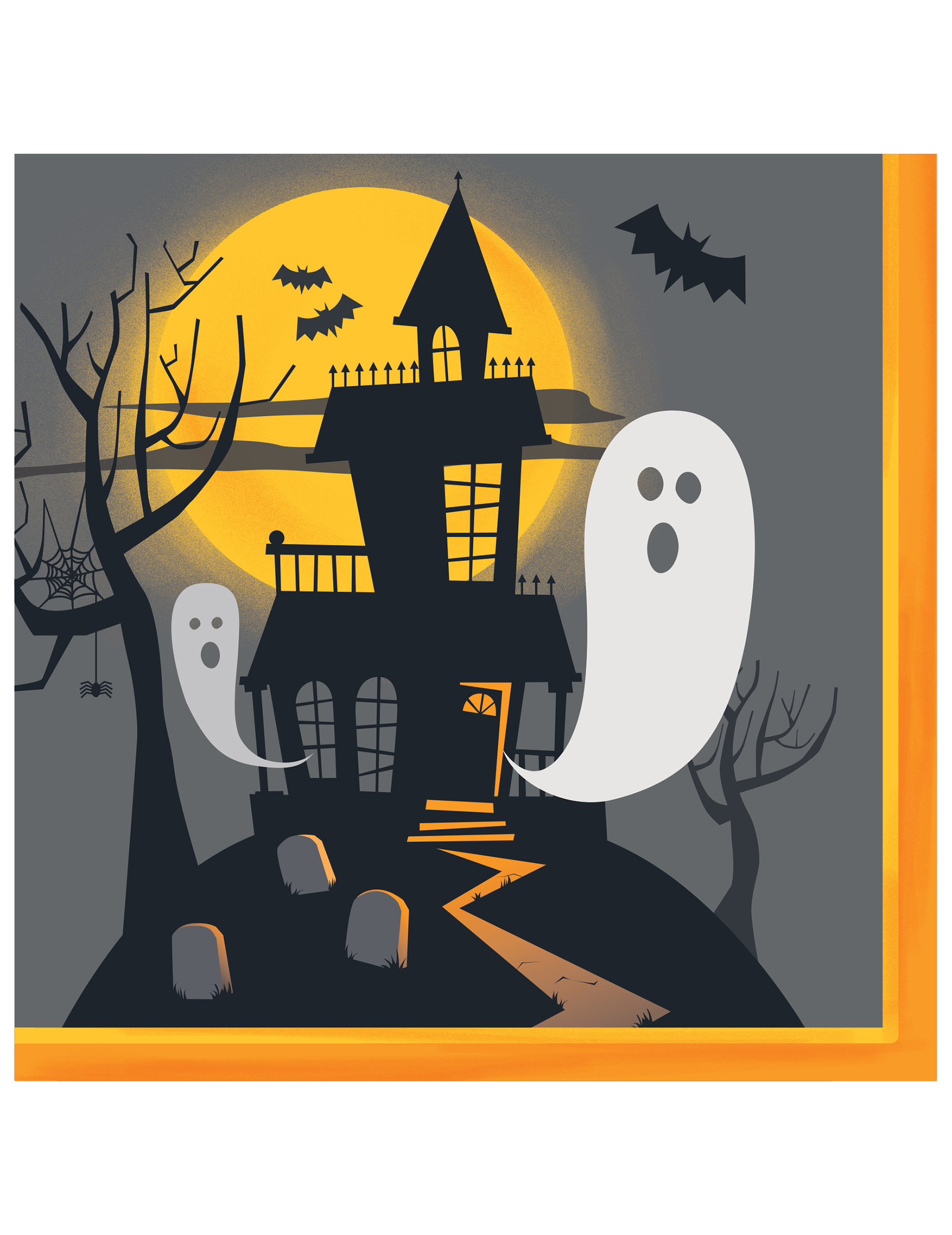 16 Serviettes en papier Halloween Manoir Hanté 33 cm