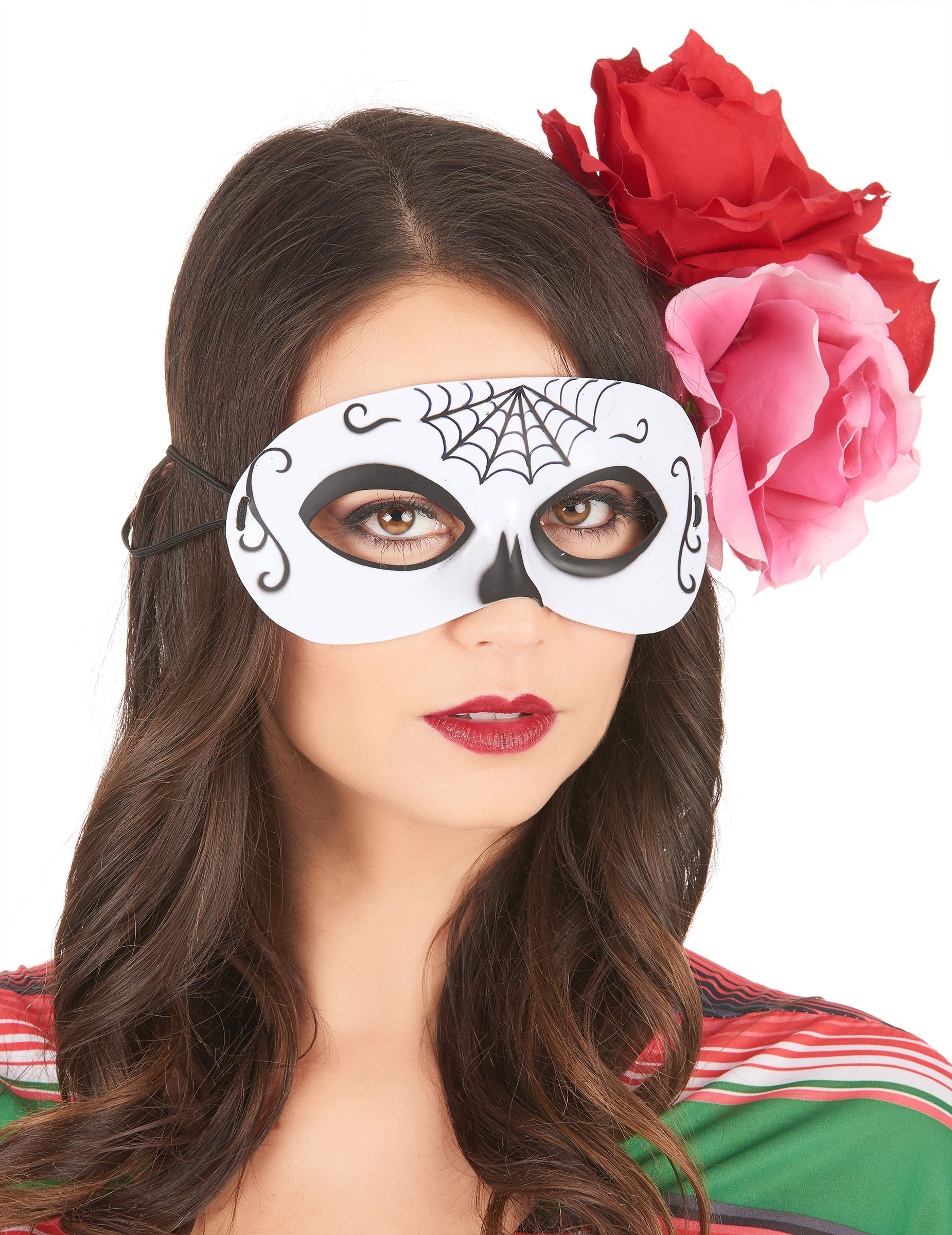 Loup Dia de los muertos noir & blanc adulte