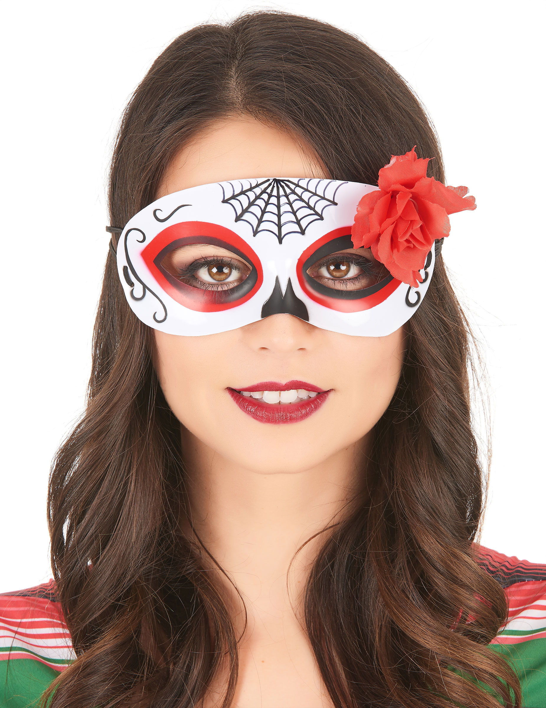 Loup Dia de los muertos avec rose femme
