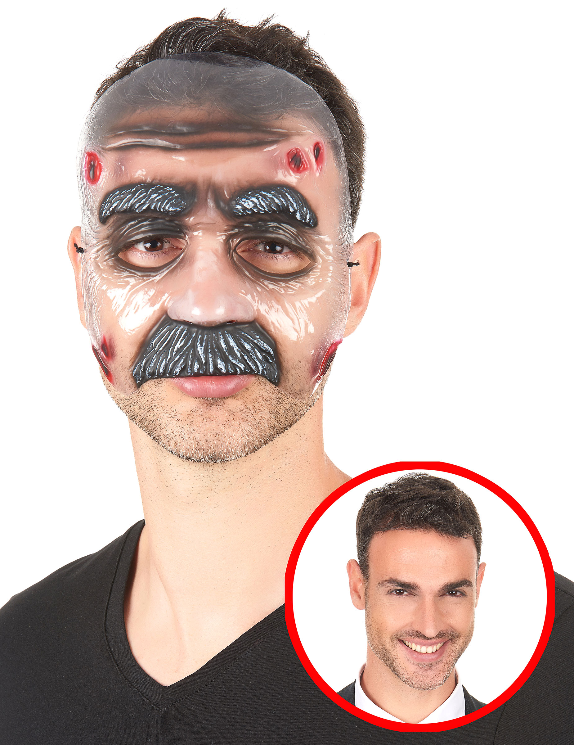 Masque transparent homme moustachu adulte