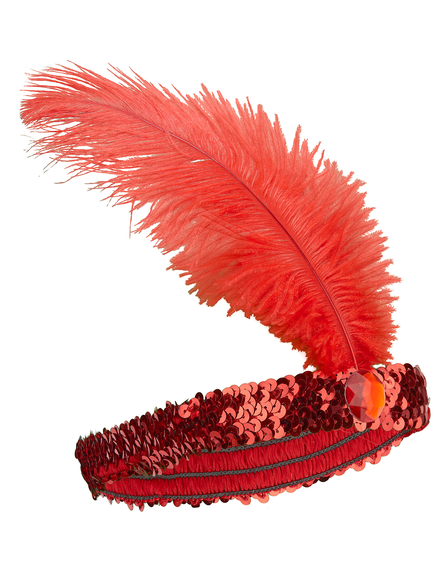 Bandeau Charleston à sequins et plume rouge femme