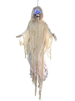 Décoration à suspendre lumineuse squelette blanc 150 cm Halloween