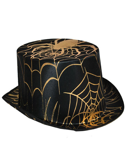 Chapeau haut de forme araignée noir et doré adulte Halloween