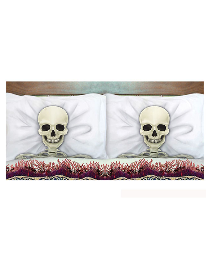 2 Taies d'oreiller squelette 53 x 81 cm Halloween