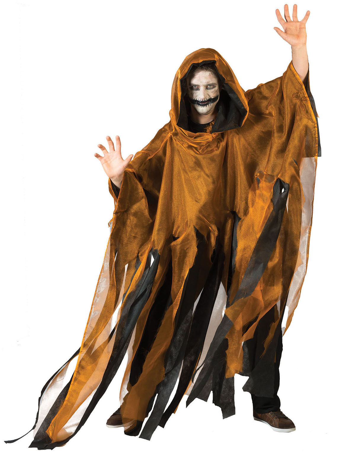 Cape orange et noire adulte Halloween