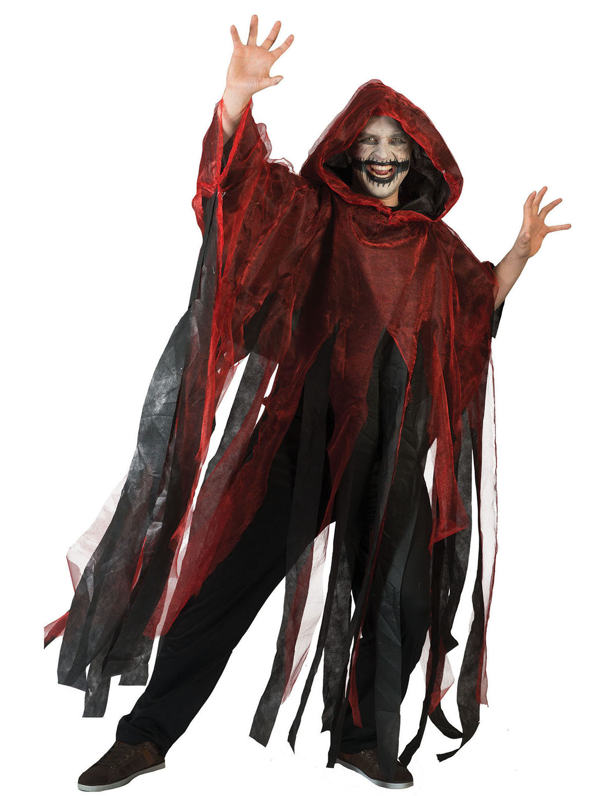Cape rouge et noire adulte Halloween