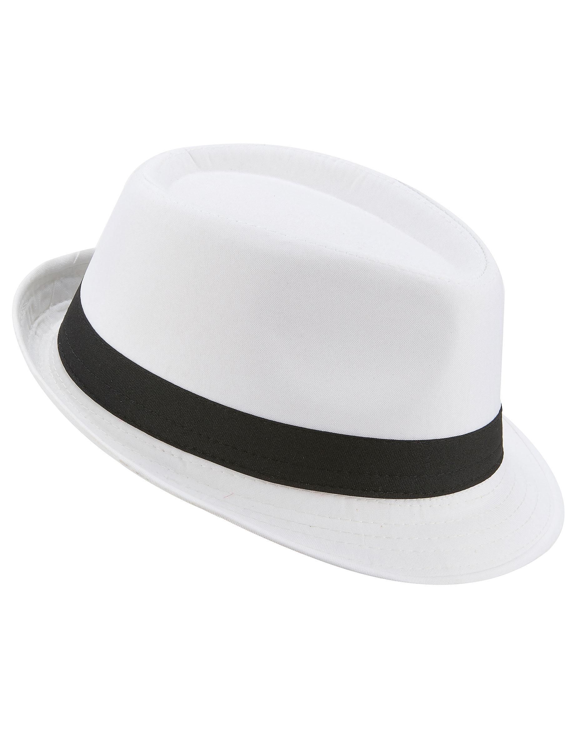 Chapeau borsalino blanc bande noire adulte