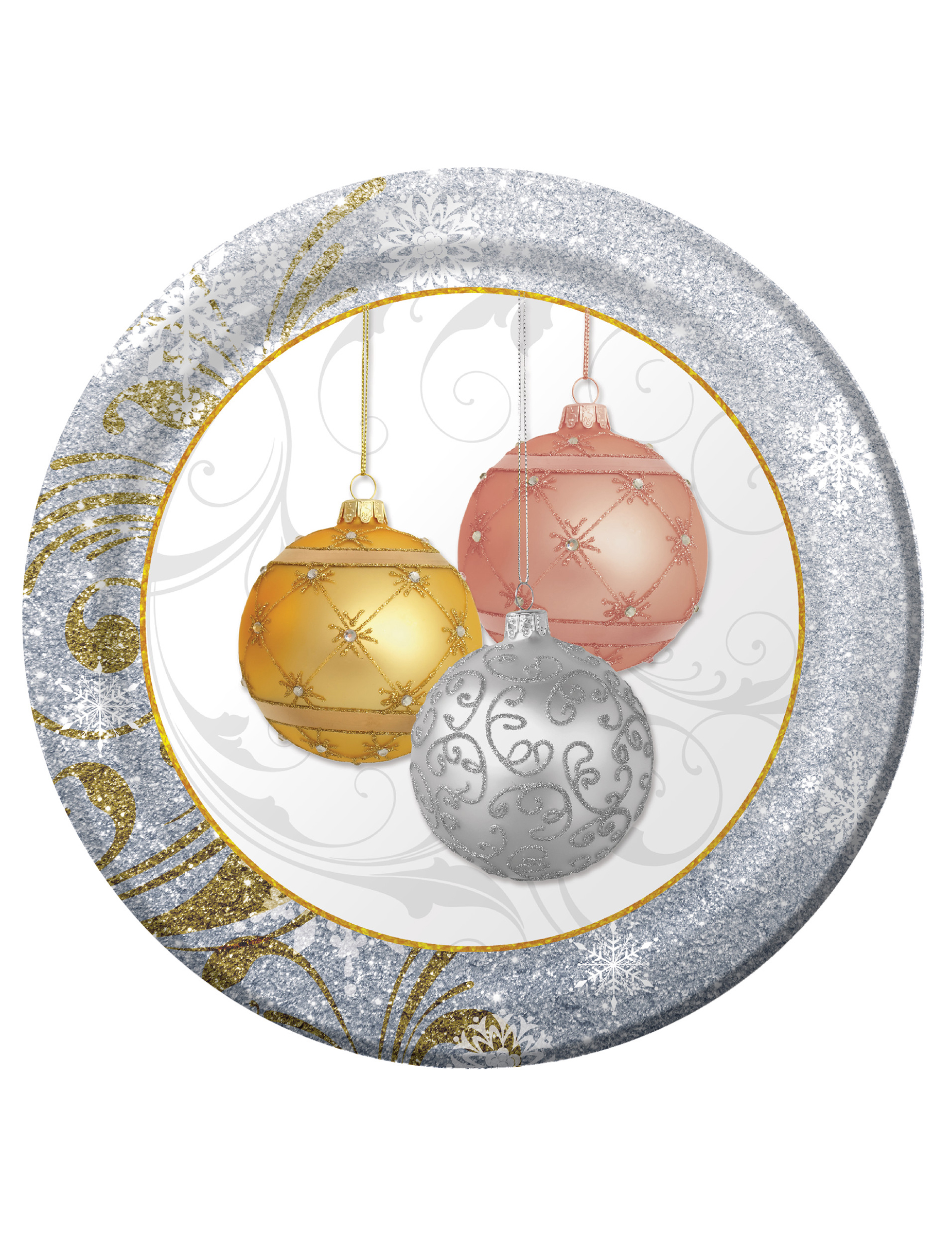 8 Assiettes en carton Paillettes de Noël 26 cm