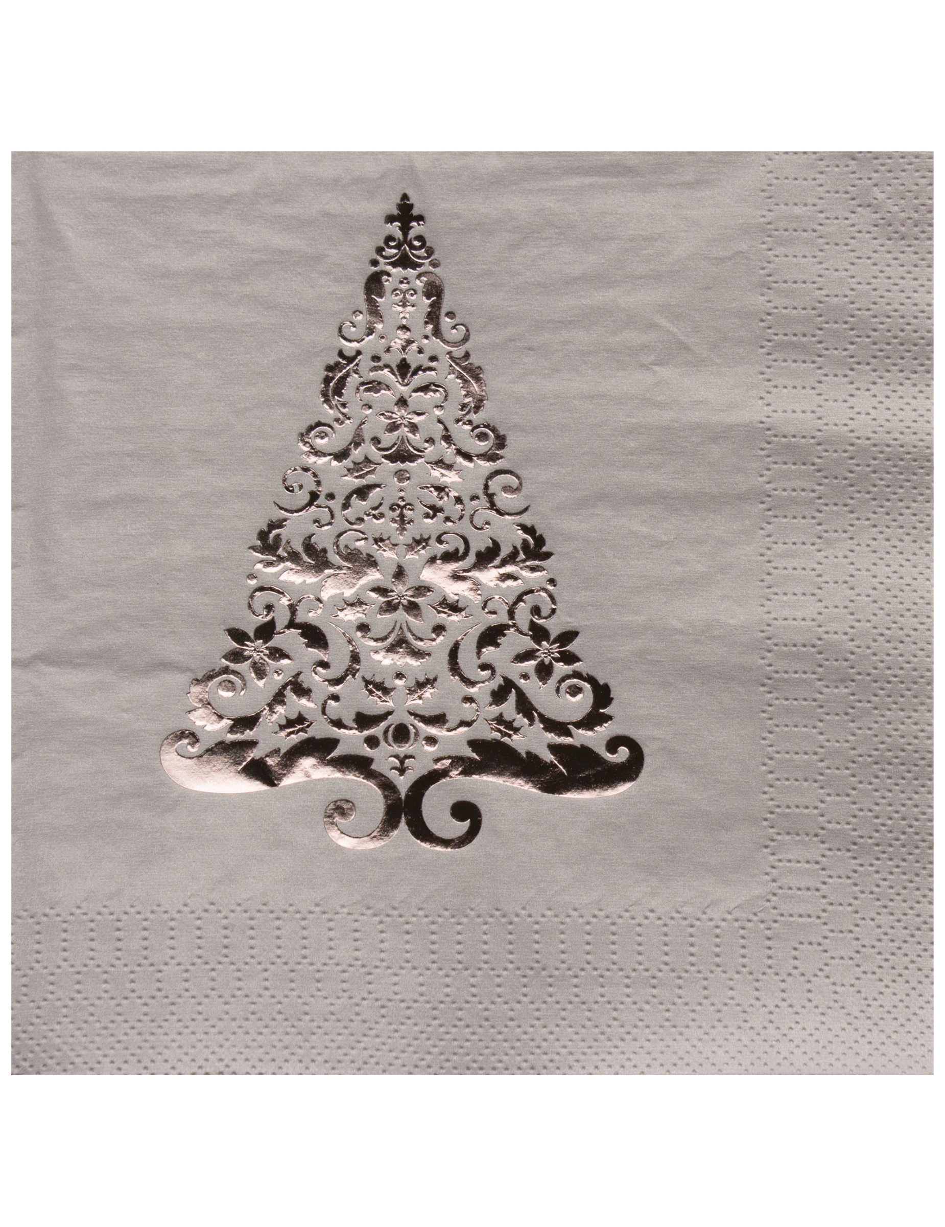 16 Serviettes en papier Sapin argent 33 x 33 cm