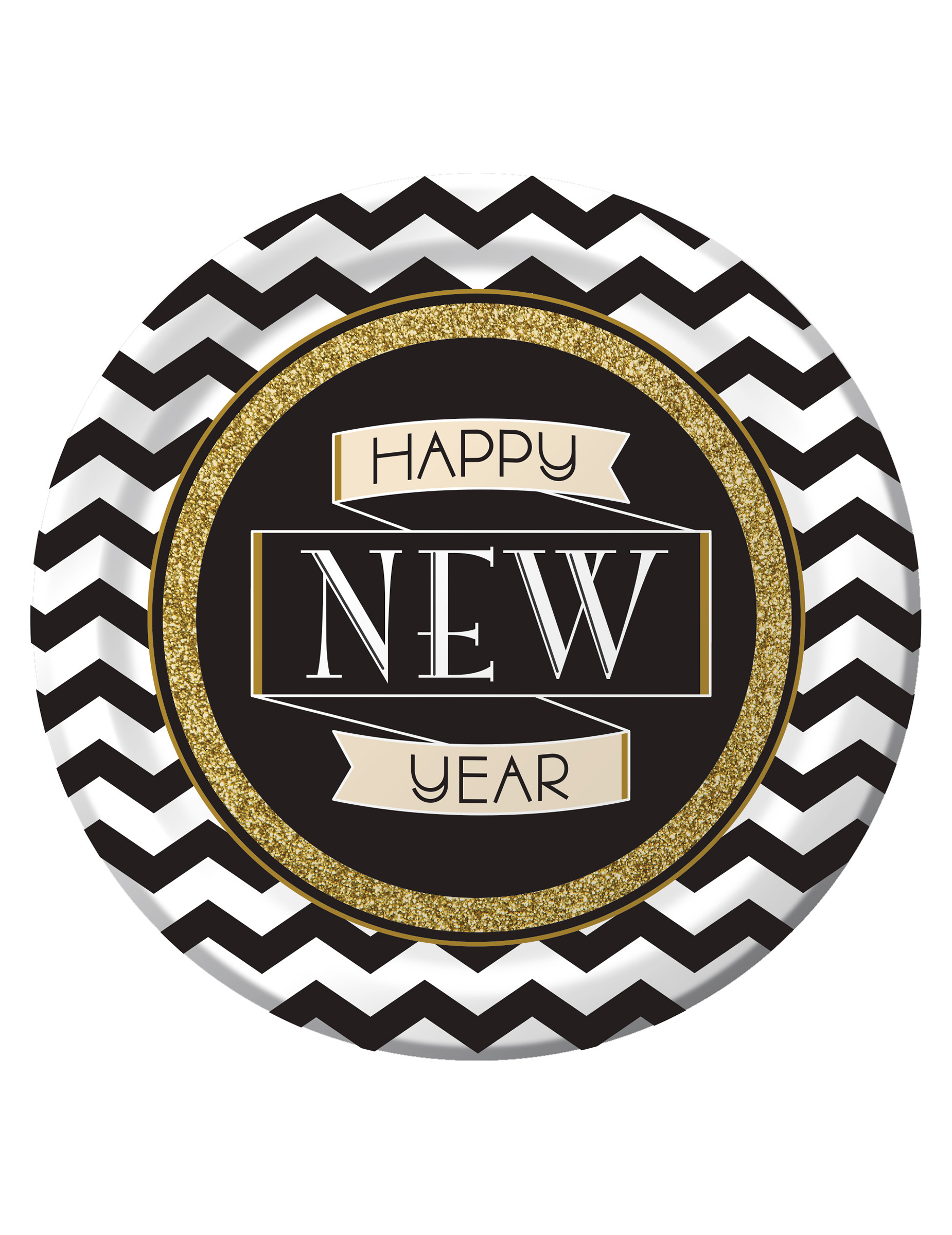 8 Assiettes en carton Happy New Year 23 cm