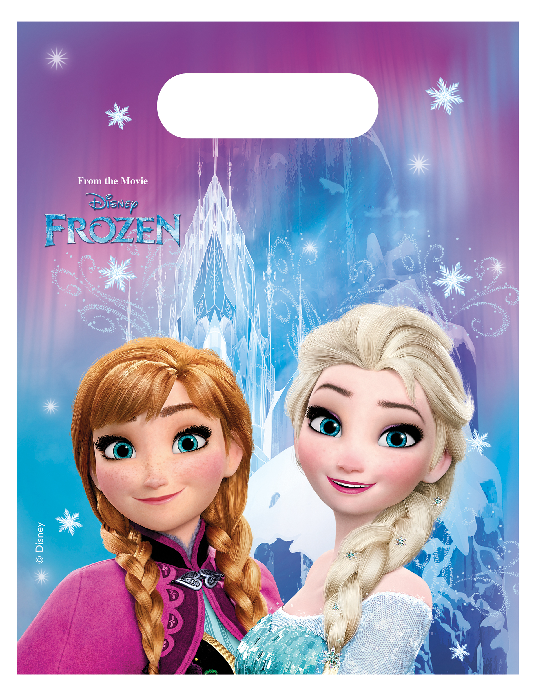 6 sacs cadeaux La Reine des Neiges Flocons 16 x 23 cm