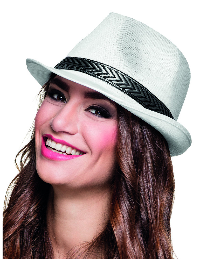 Chapeau borsalino trilby blanc adulte