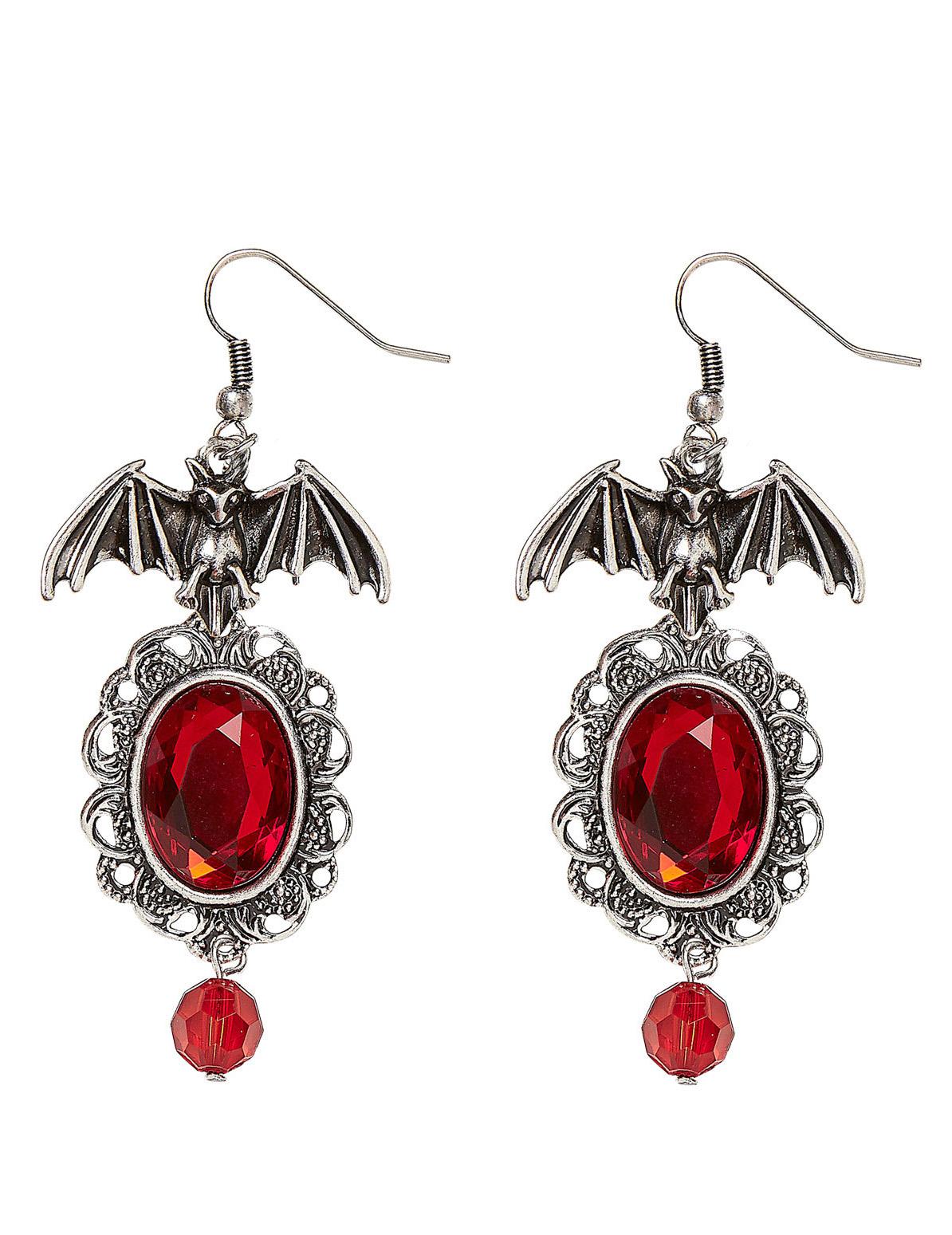 Boucles d'oreilles chauve souris gothique rouge femme Halloween