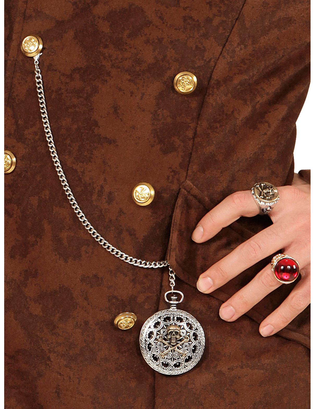 Bijou chaine médaillon pirate adulte