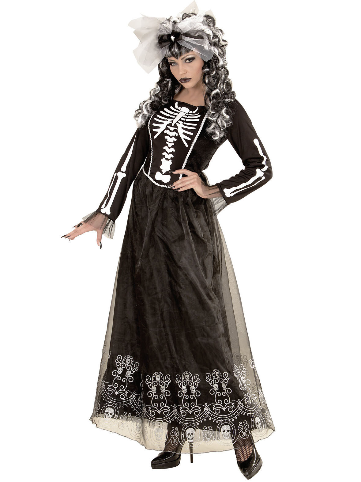 Déguisement squelette à jupon long femme Halloween