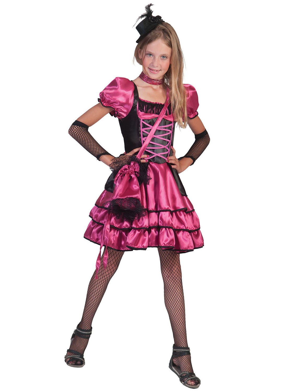 Déguisement cabaret rose et noir fille