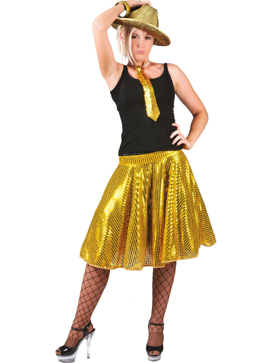Jupe disco or à sequins femme