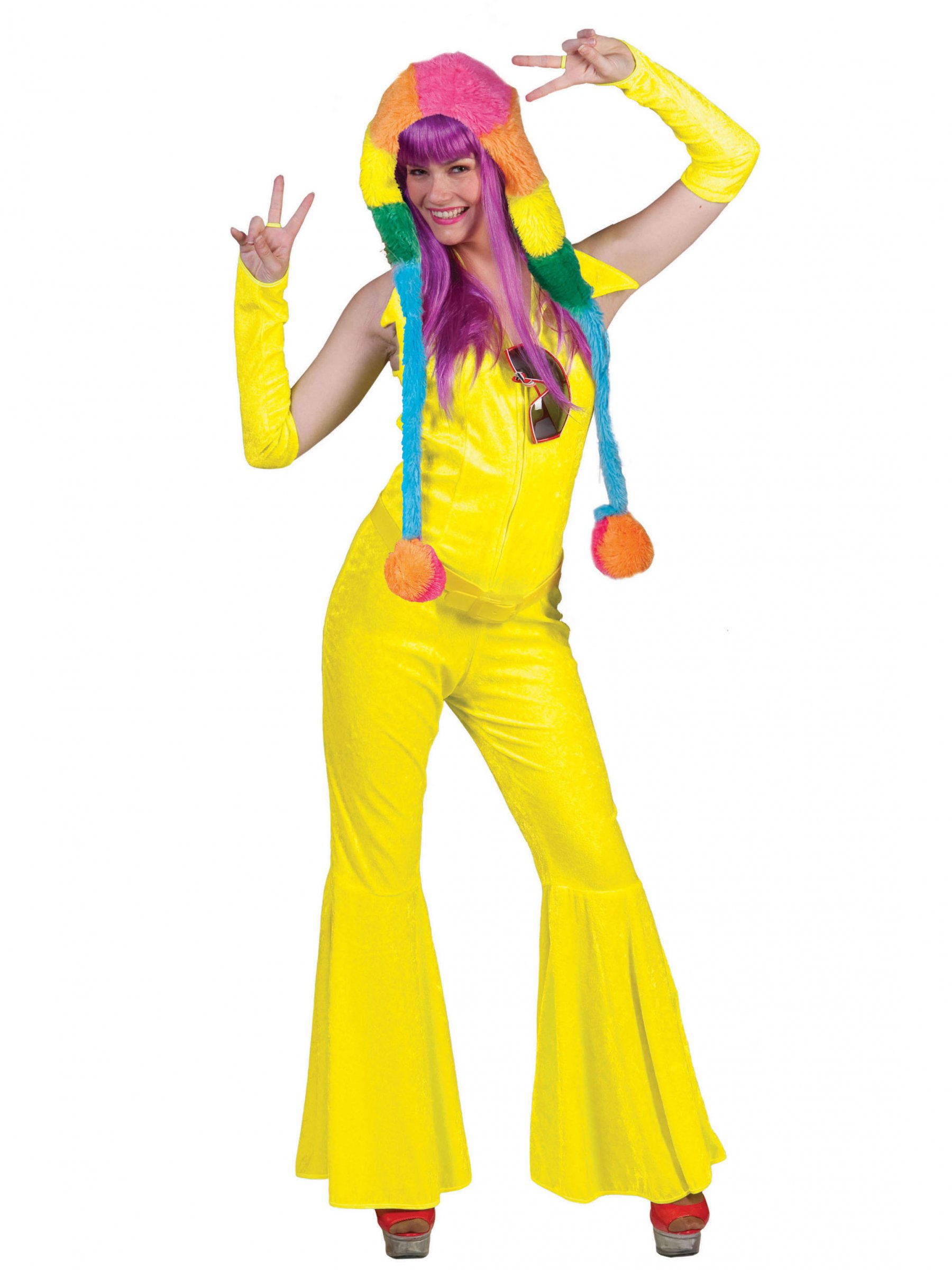 Déguisement combinaison jaune fluo femme