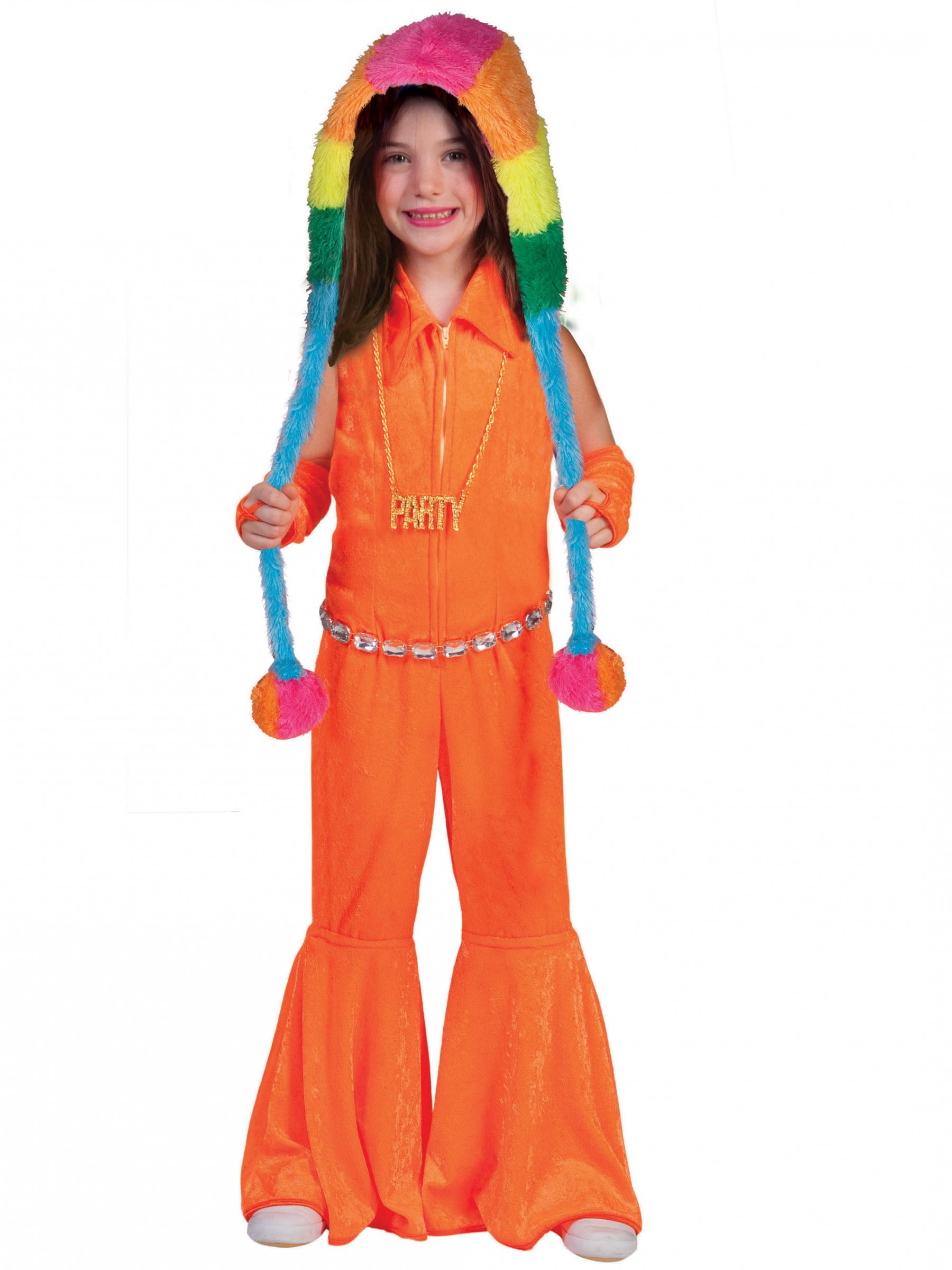 Déguisement combinaison orange fluo fille