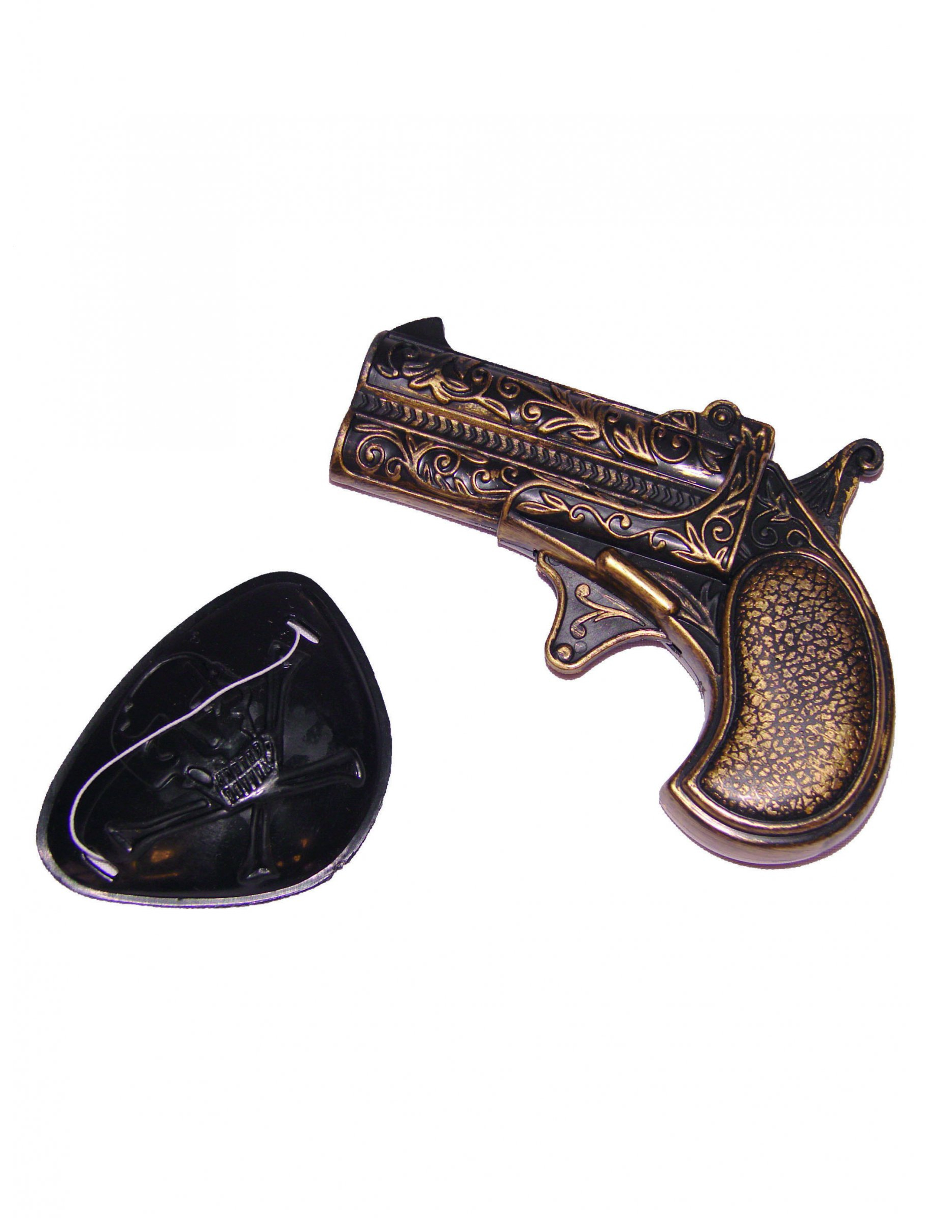 Mini pistolet en plastique avec cache oeil pirate adulte