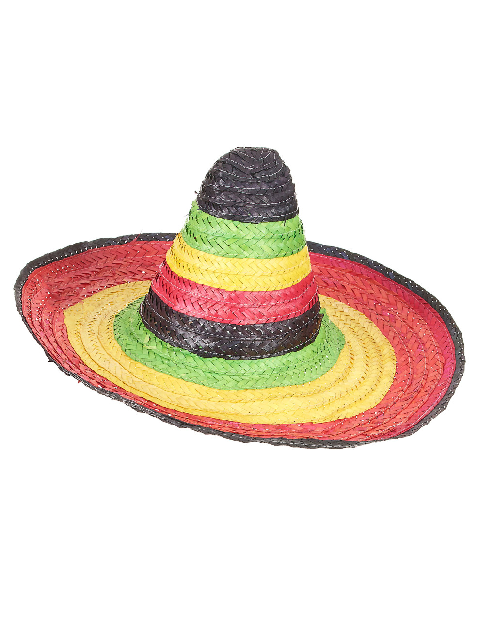 Sombrero Mexicain multicolore bordure et pointe noire adulte