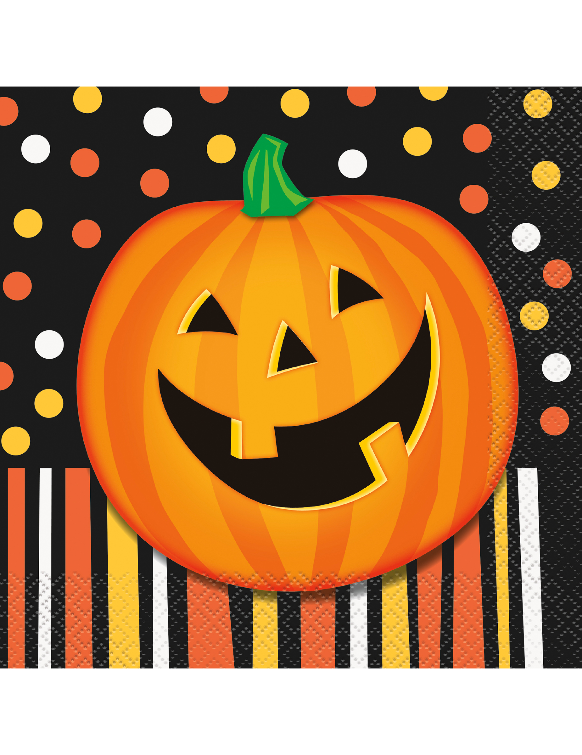 16 Serviettes en papier Citrouille souriante Halloween 33 cm